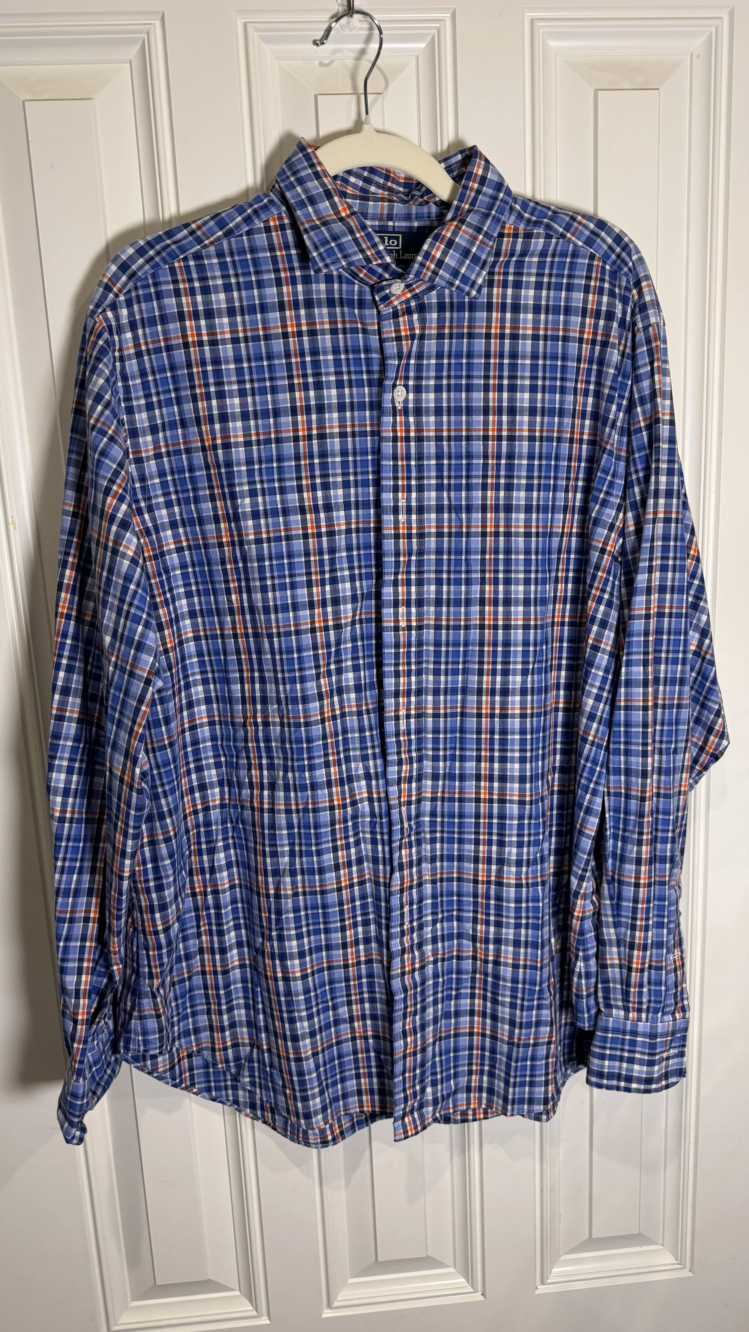 Polo Ralph Lauren Navy & Reddish Orange Plaid Button-Down (Estate Classic Fit)