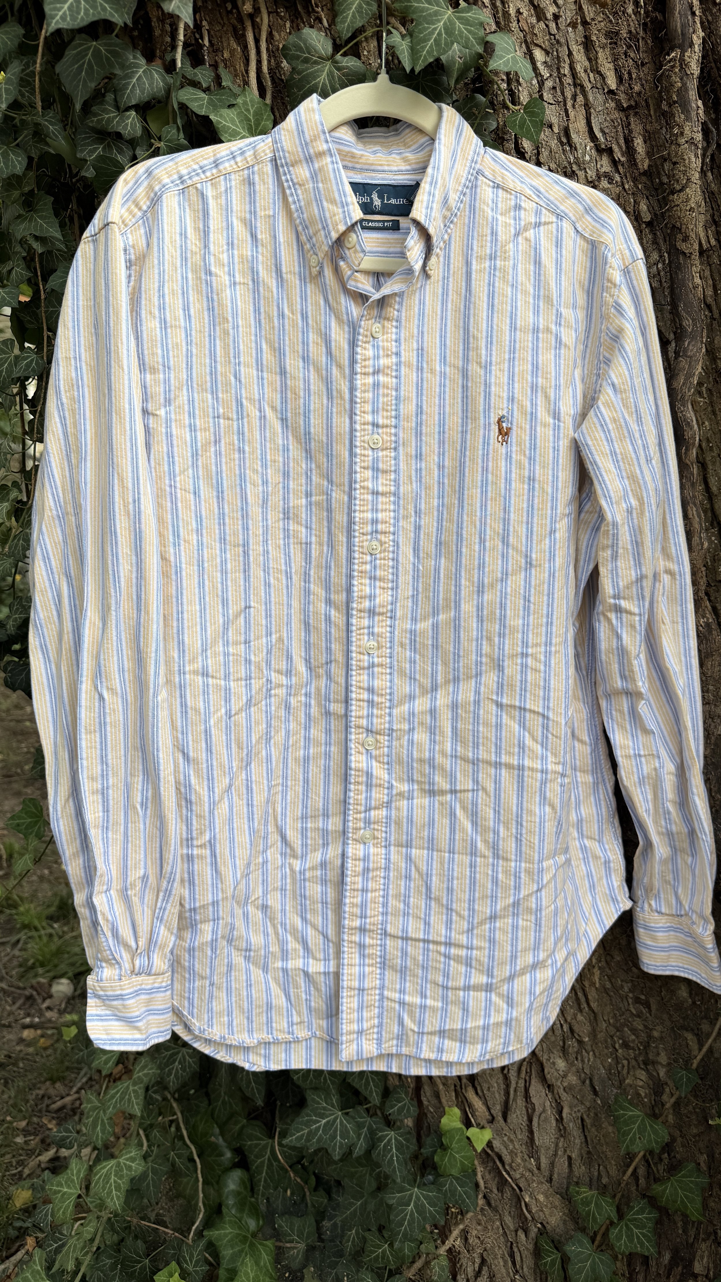 Vintage Ralph Lauren Yellow & Blue Stripe Button-Down (Classic Fit)