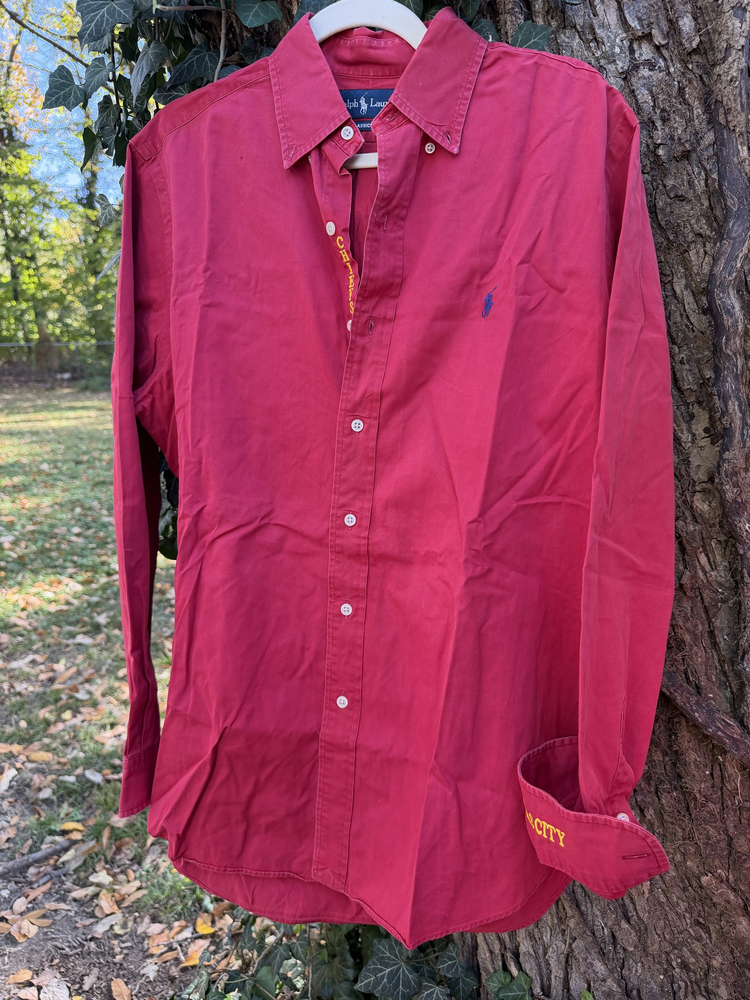 upcycled chiefs icon button-down // #211