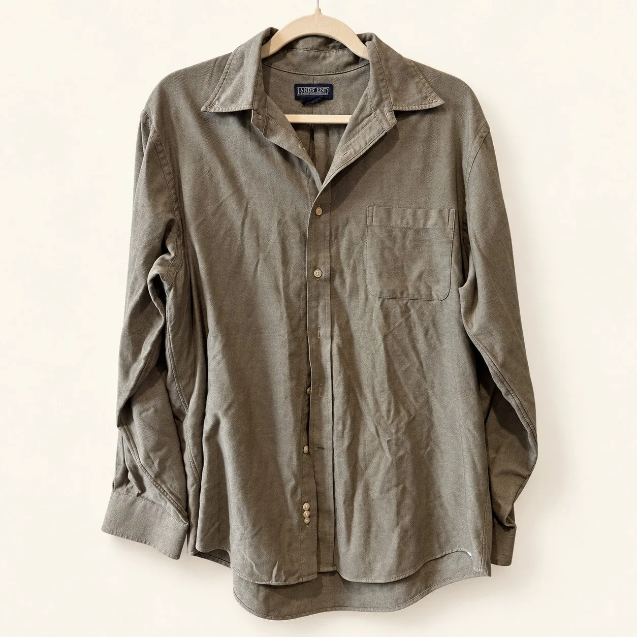 Lands' End Olive Button-Down