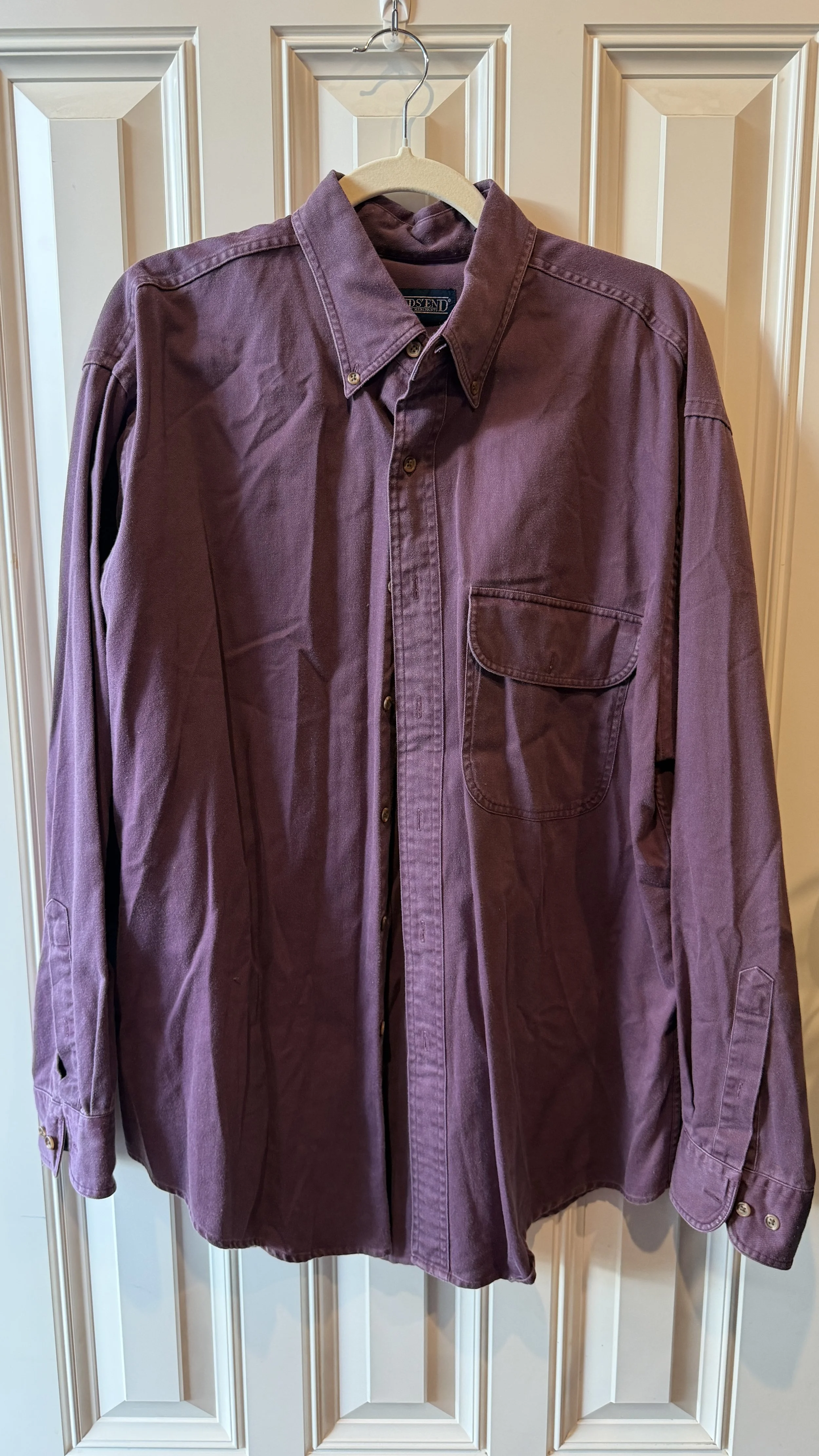 Lands' End Plum Button-Down (Chest Pocket)
