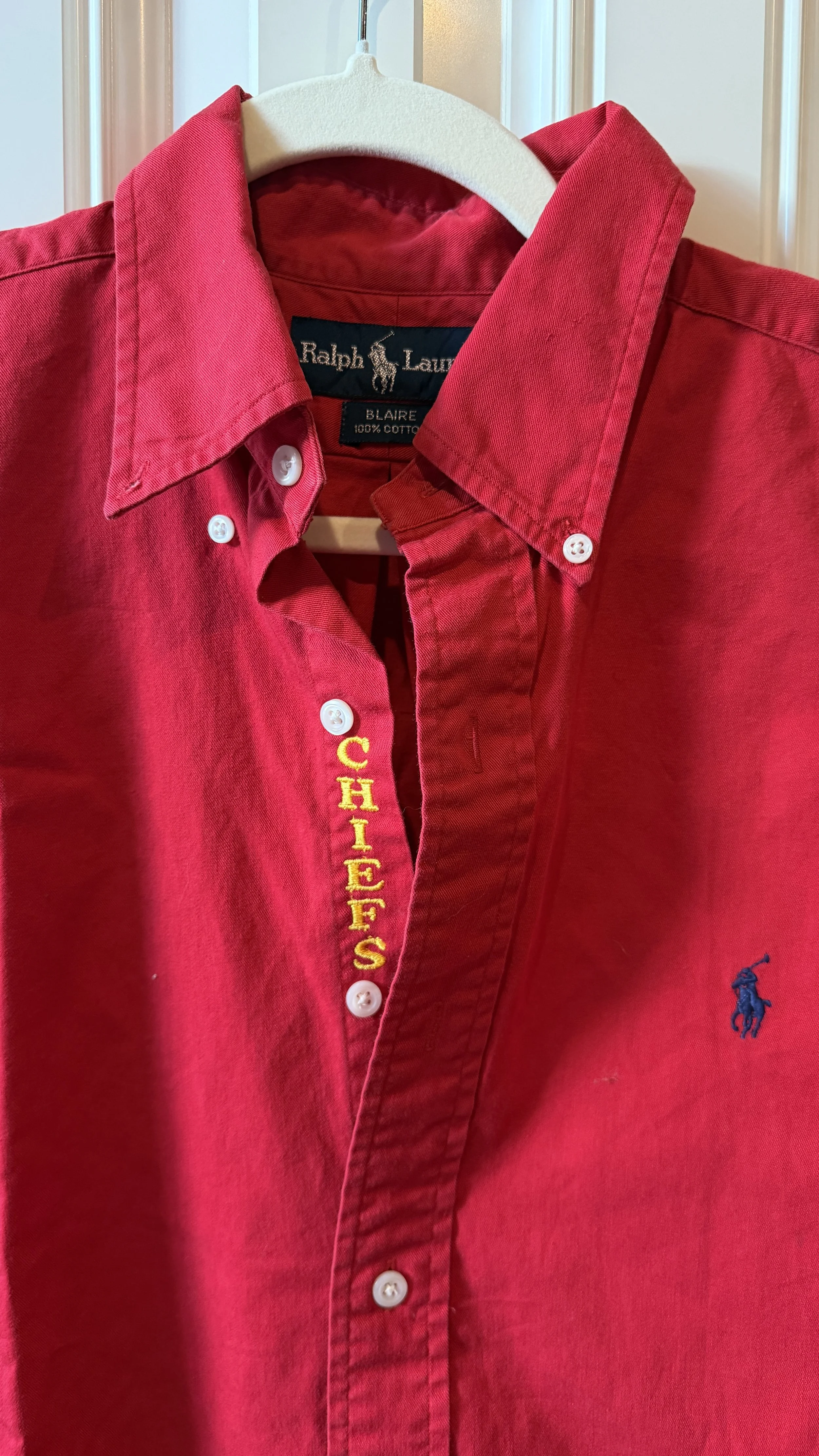 upcycled chiefs icon button-down // #77