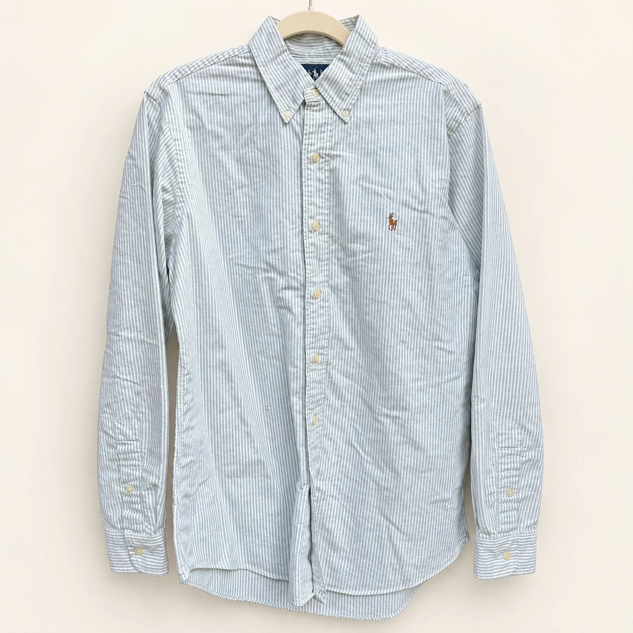 Vintage Ralph Lauren Sage Green Stripe Button-Down (Custom Fit)