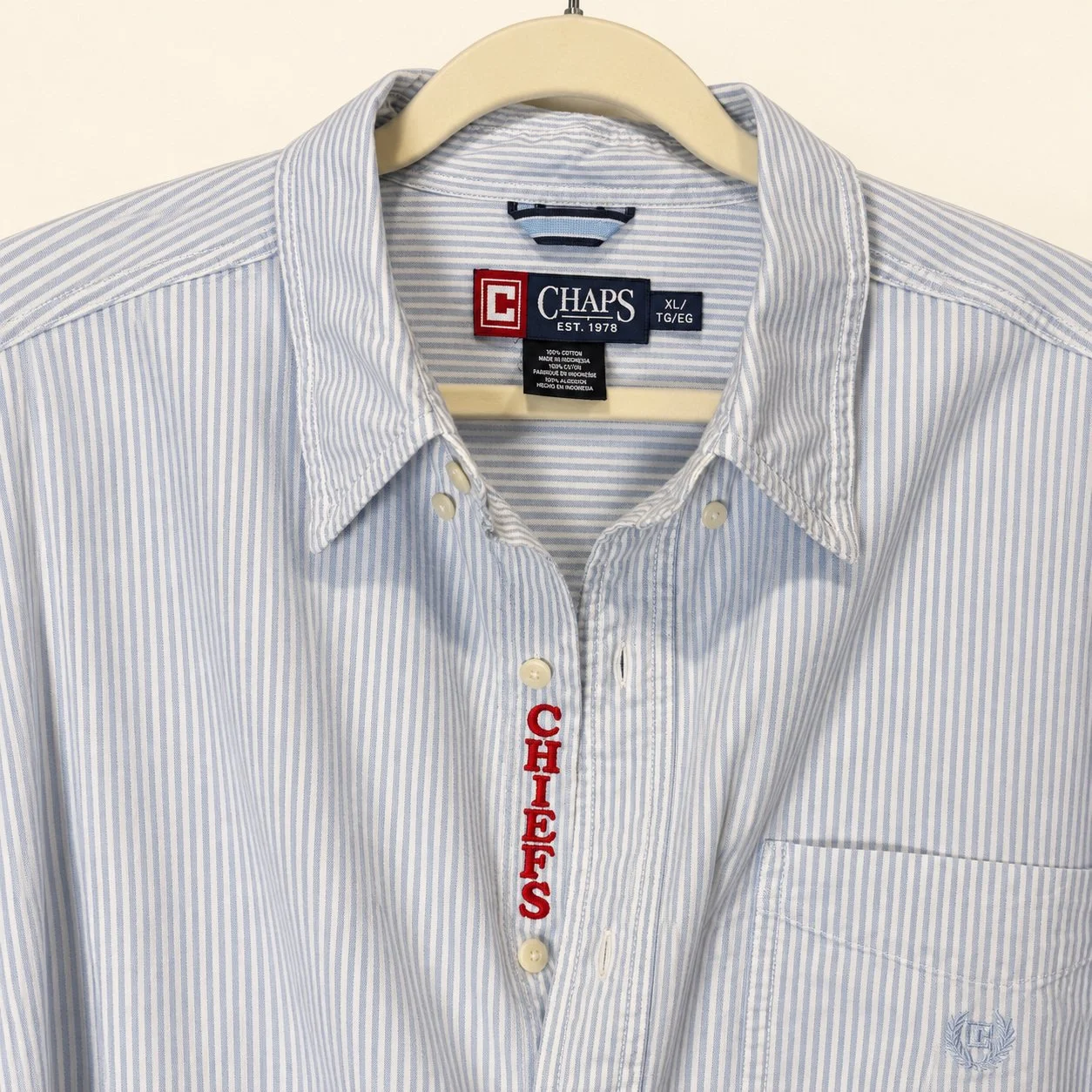 upcycled chiefs icon button-down // #131