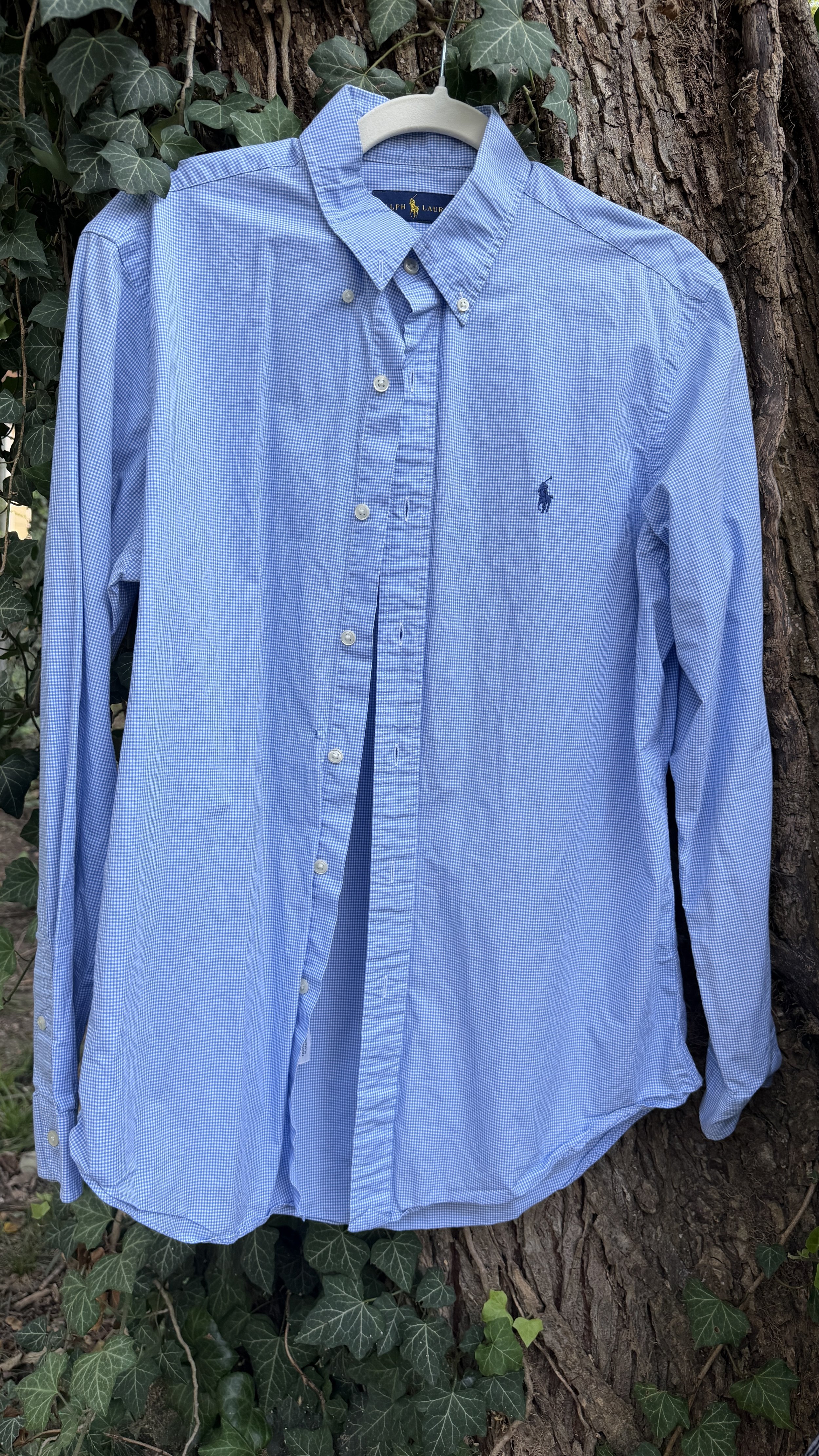 Vintage Ralph Lauren Blue Mini Gingham Button-Down