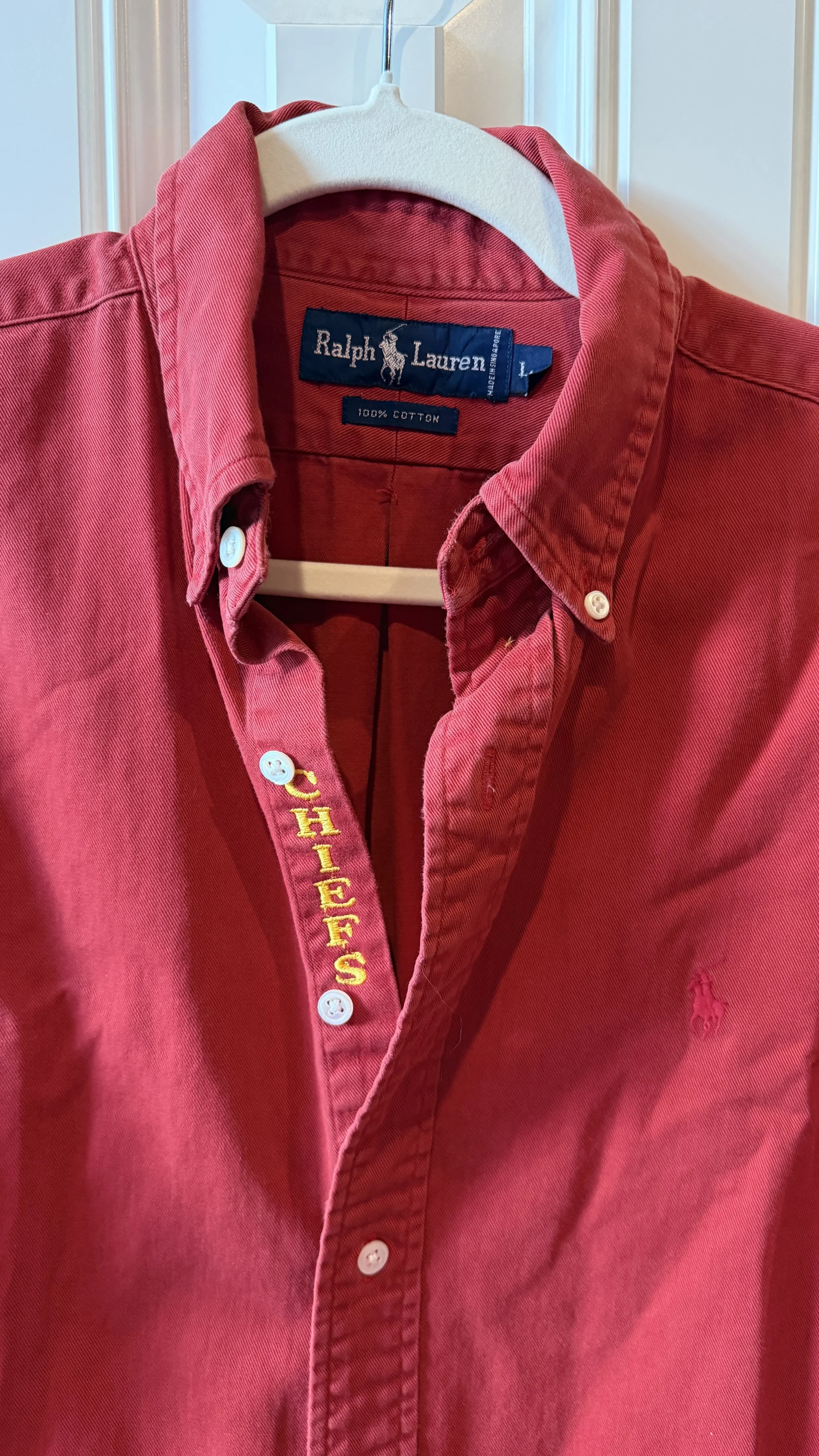 upcycled chiefs icon button-down // #79