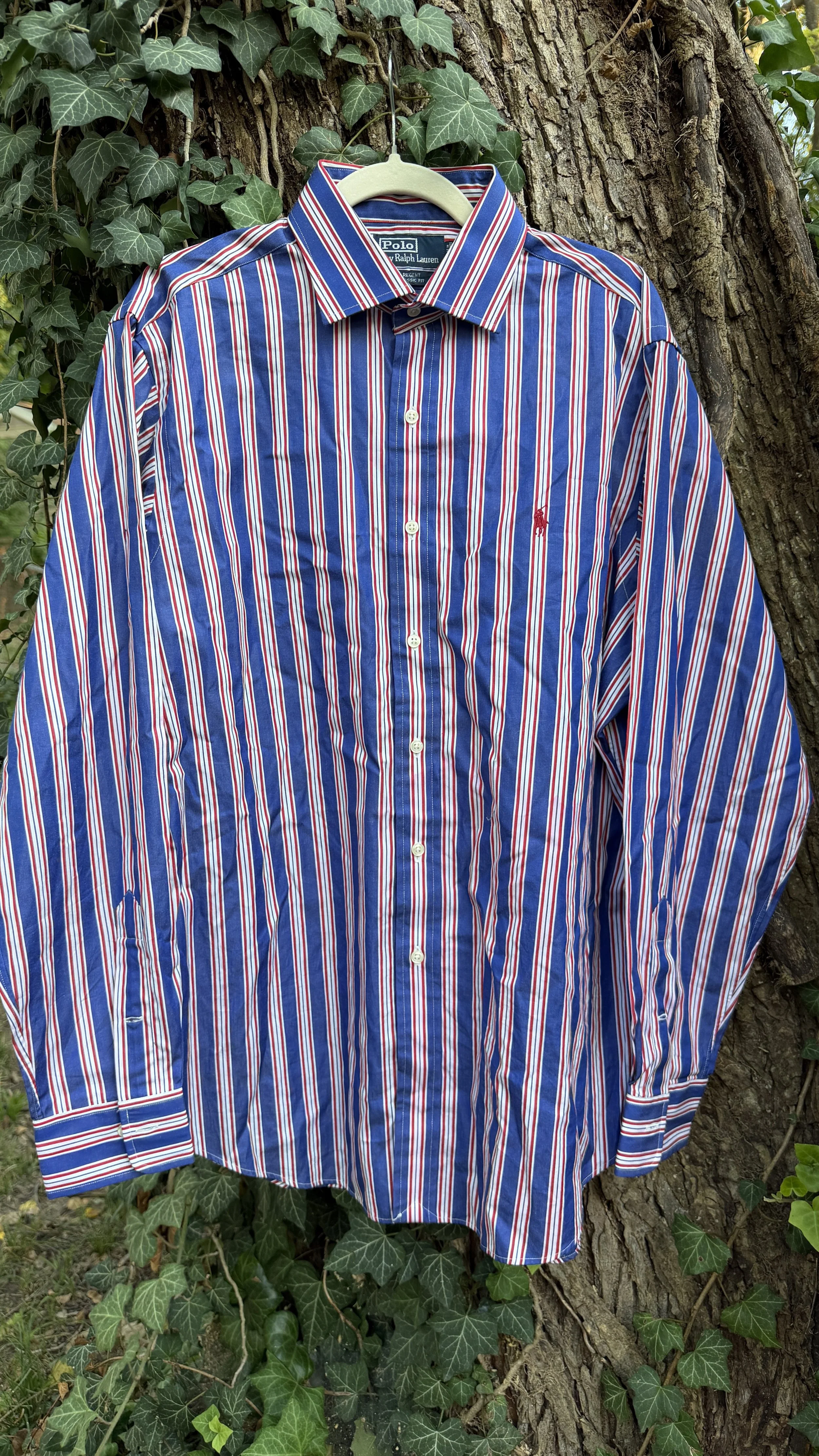 Vintage Polo Ralph Lauren Red, White & Blue Stripe Button-Down (Regent Classic Fit)