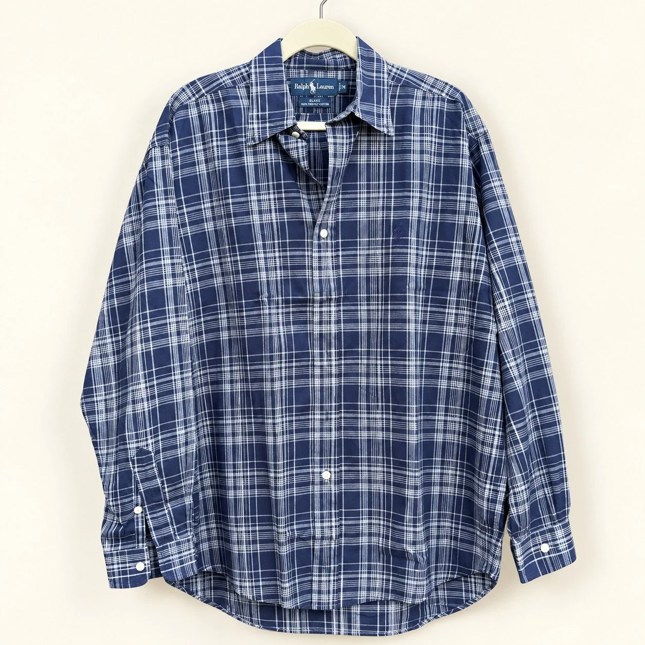 Vintage Ralph Lauren Navy Plaid Button-Down (Blake Fit)