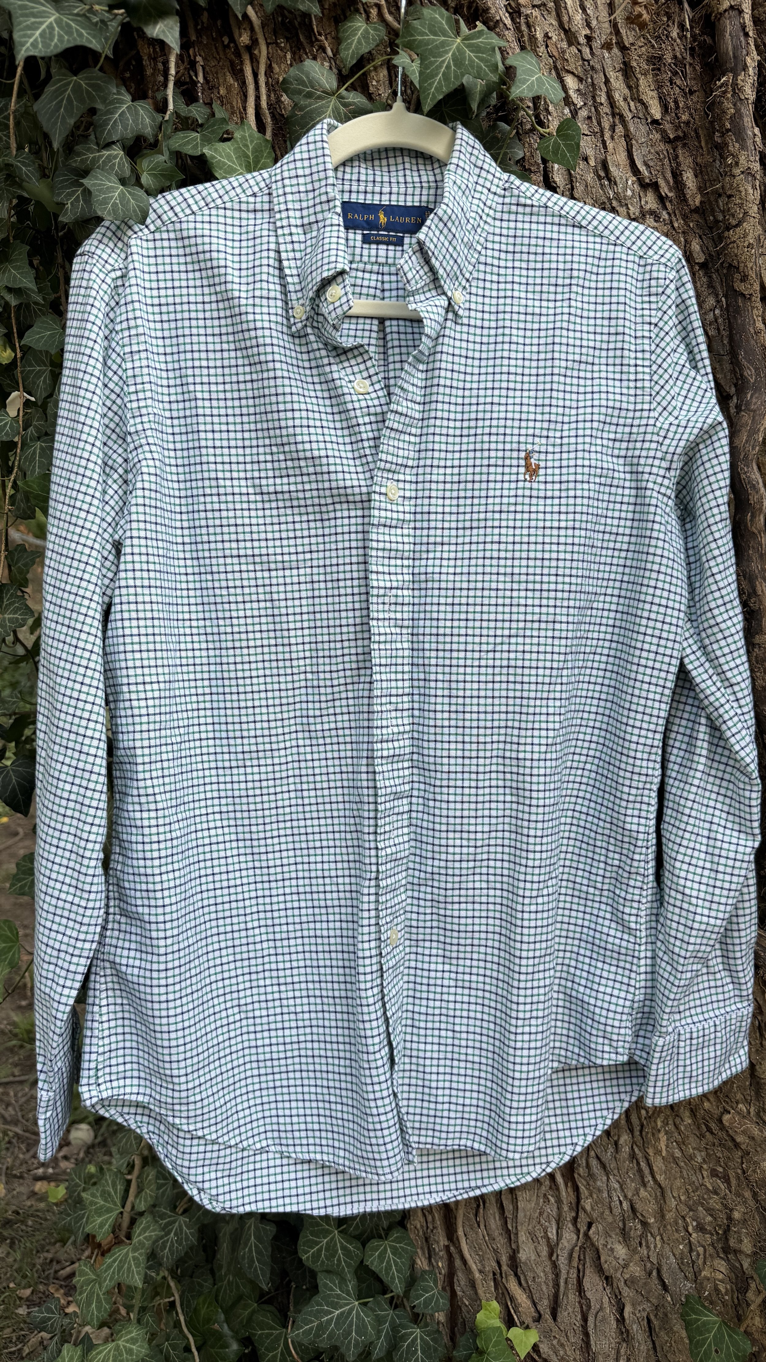 Vintage Ralph Lauren Green Windowpane Check Button-Down (Classic Fit, Gold Pony)