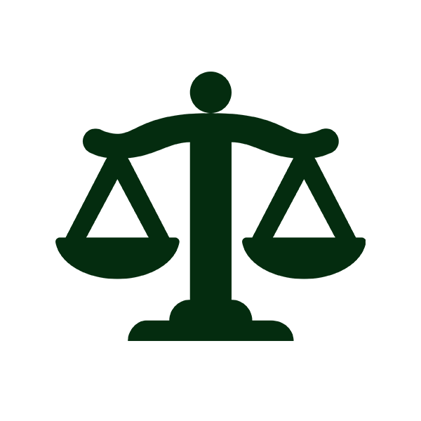Icon of a balance scale representing justice or fairness.