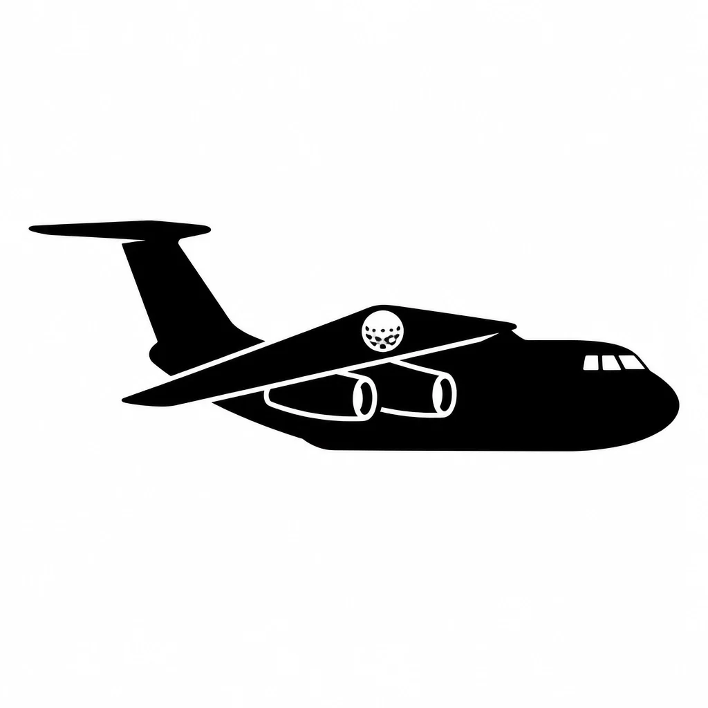 Black vector icon of an airplane for international shipping information