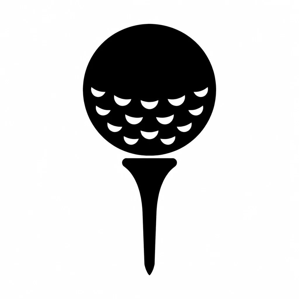 Black vector icon of a golf ball on a tee for legal and privacy information.