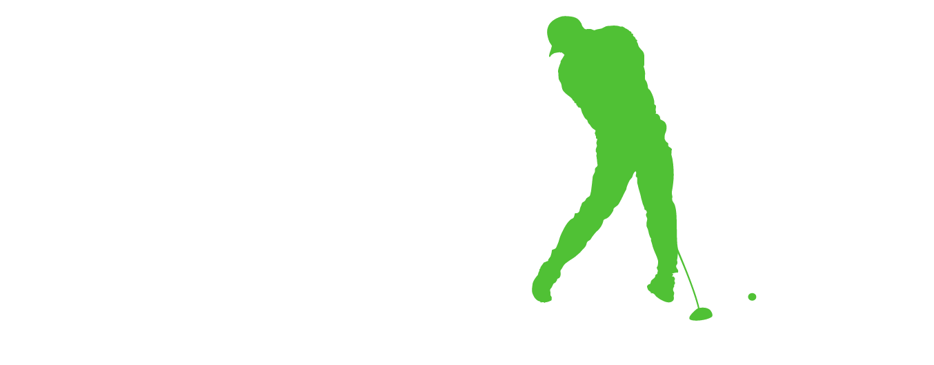 A logo with the word 'SHIWING' in large white letters, featuring a green silhouette of a golfer taking a swing in place of the letter 'I'.
