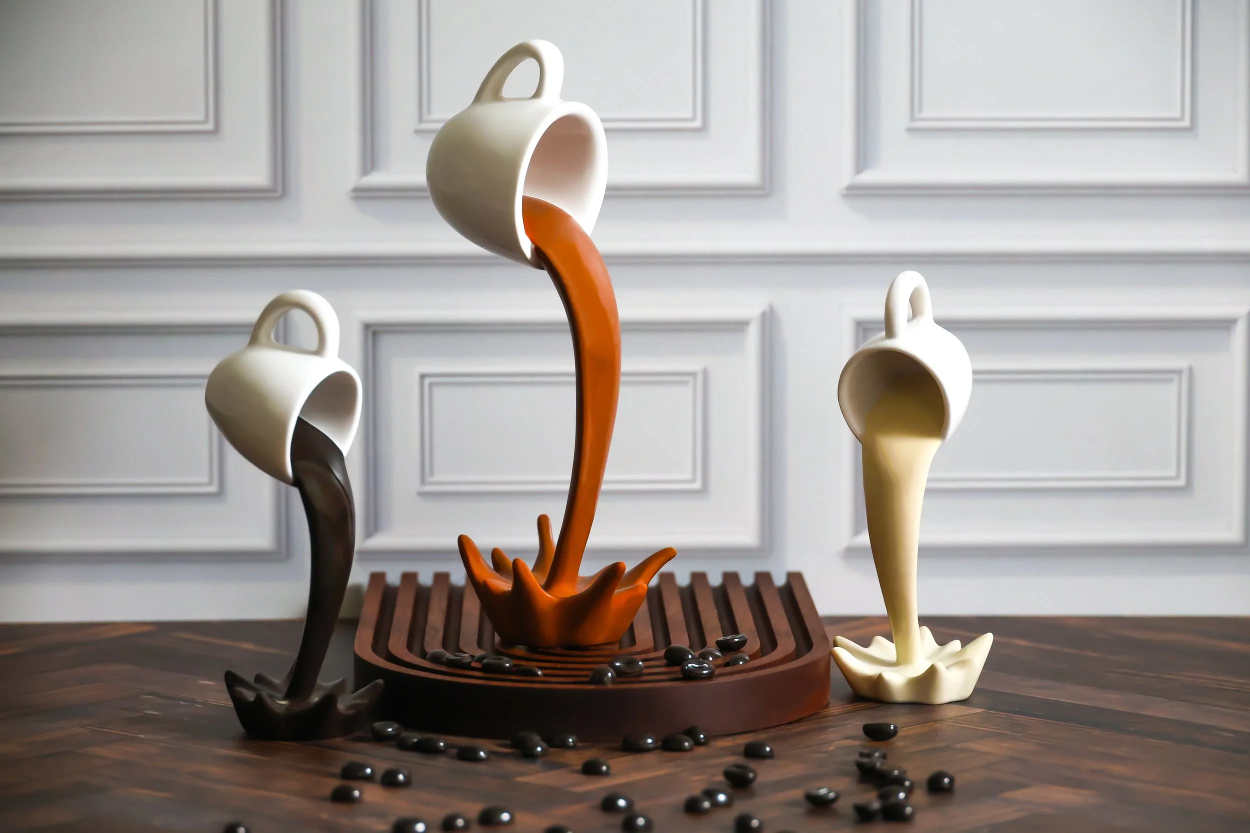 Floating coffee cups