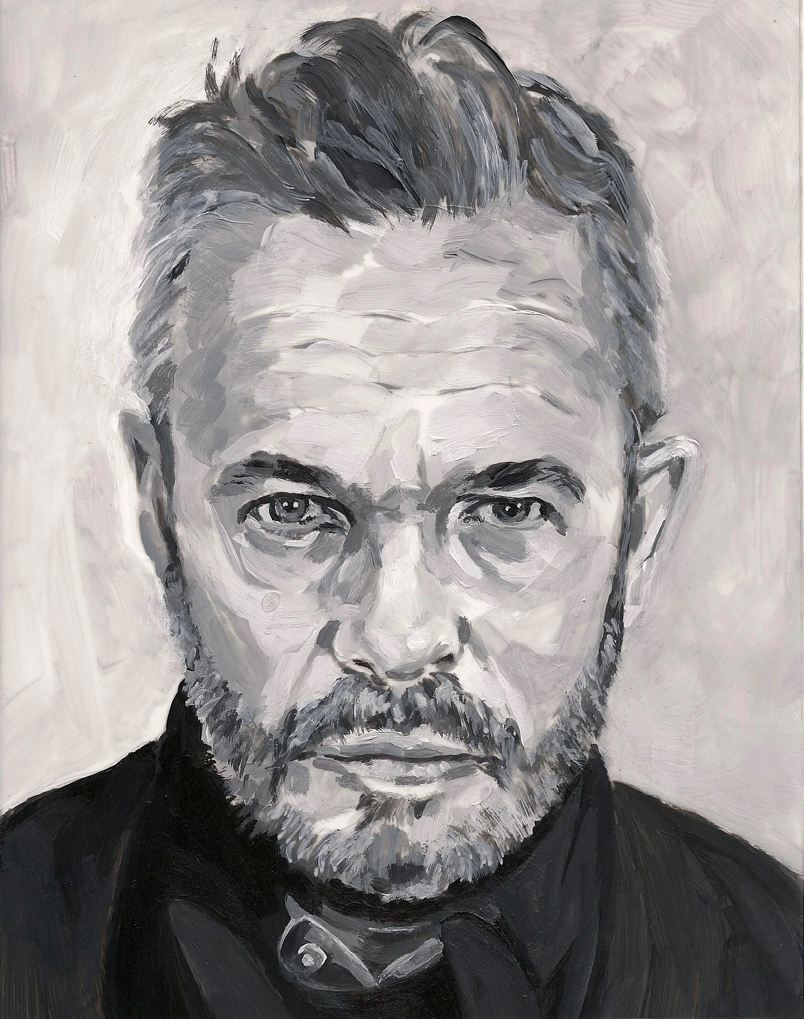  Tyler Brule (Journalist, Founder - Wallpaper and Monocle Magazines) , acrylic on mylar on wood panel 5.5 x 7 inches