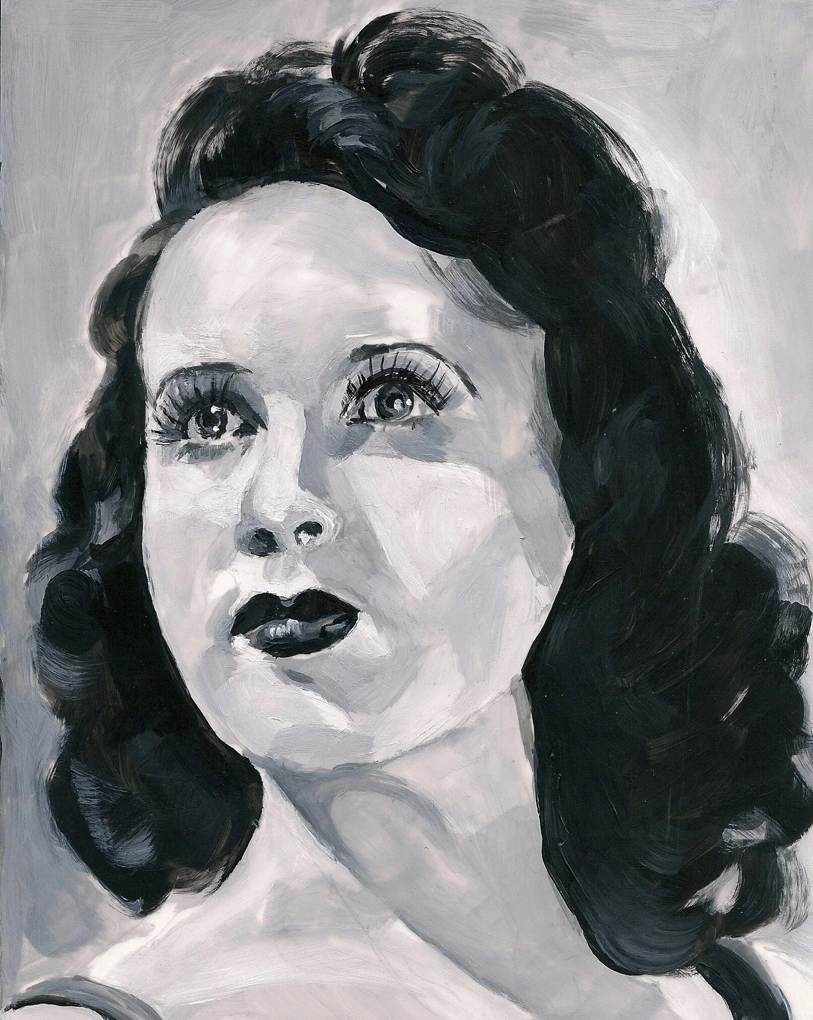 "Deanna Durbin" (Actress), acrylic on mylar on wood panel 5.5 x 7 inches