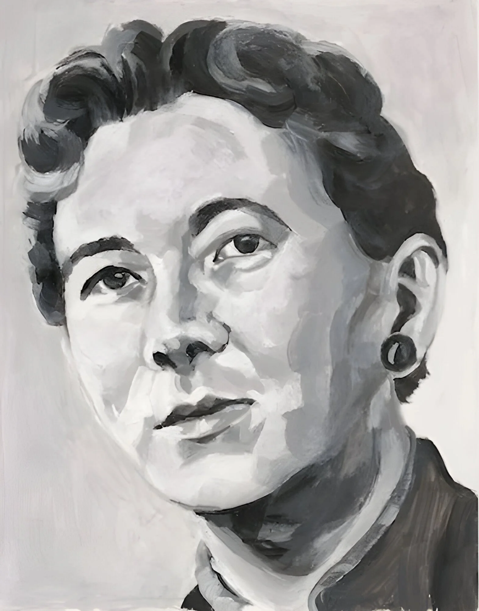 "Margaret Laurence" (Canadian Novelist), acrylic on mylar on wood panel, 5.5 x 7 inches