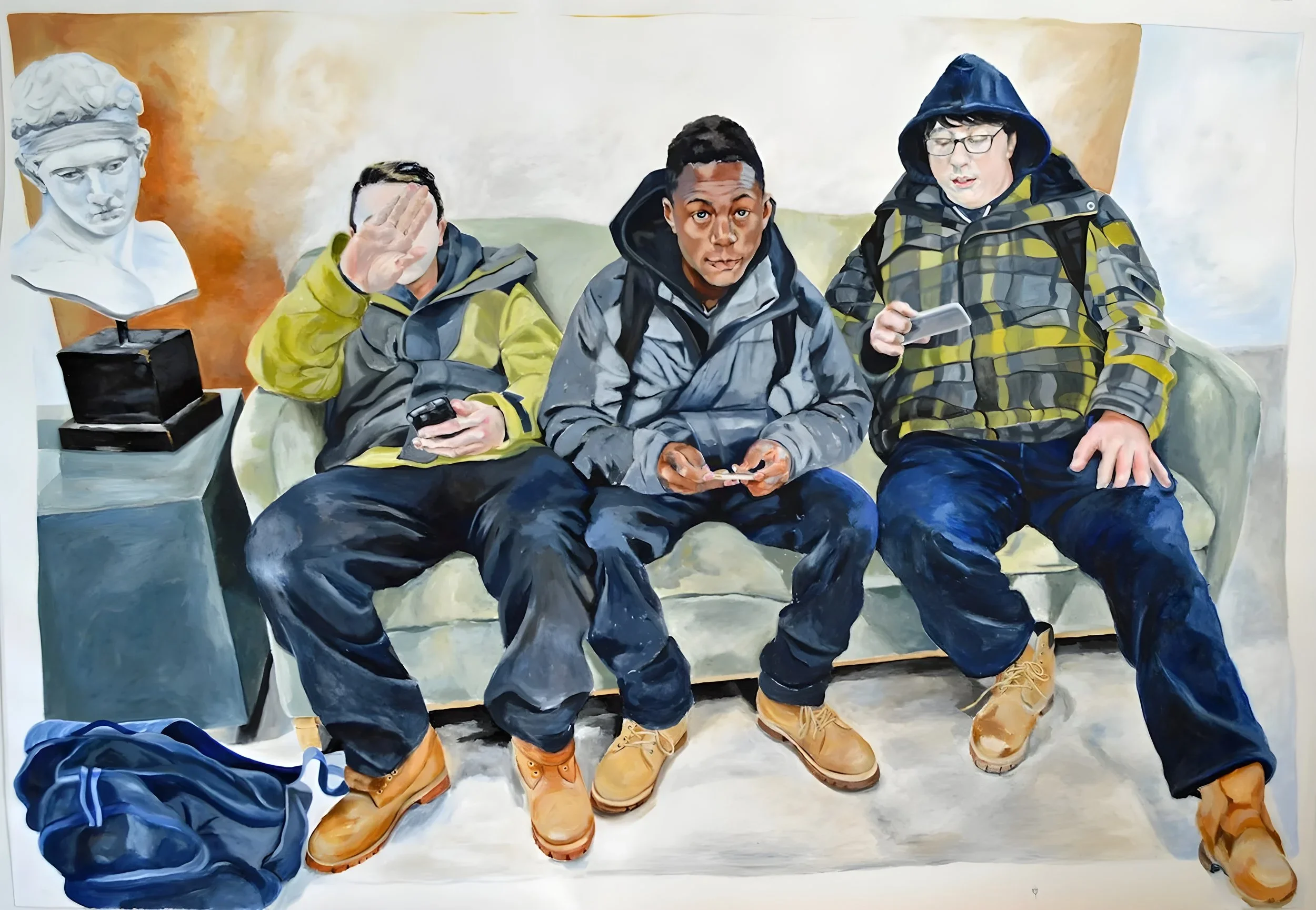 "Once Were Warriors", acrylic on paper, 50 x 70 inches