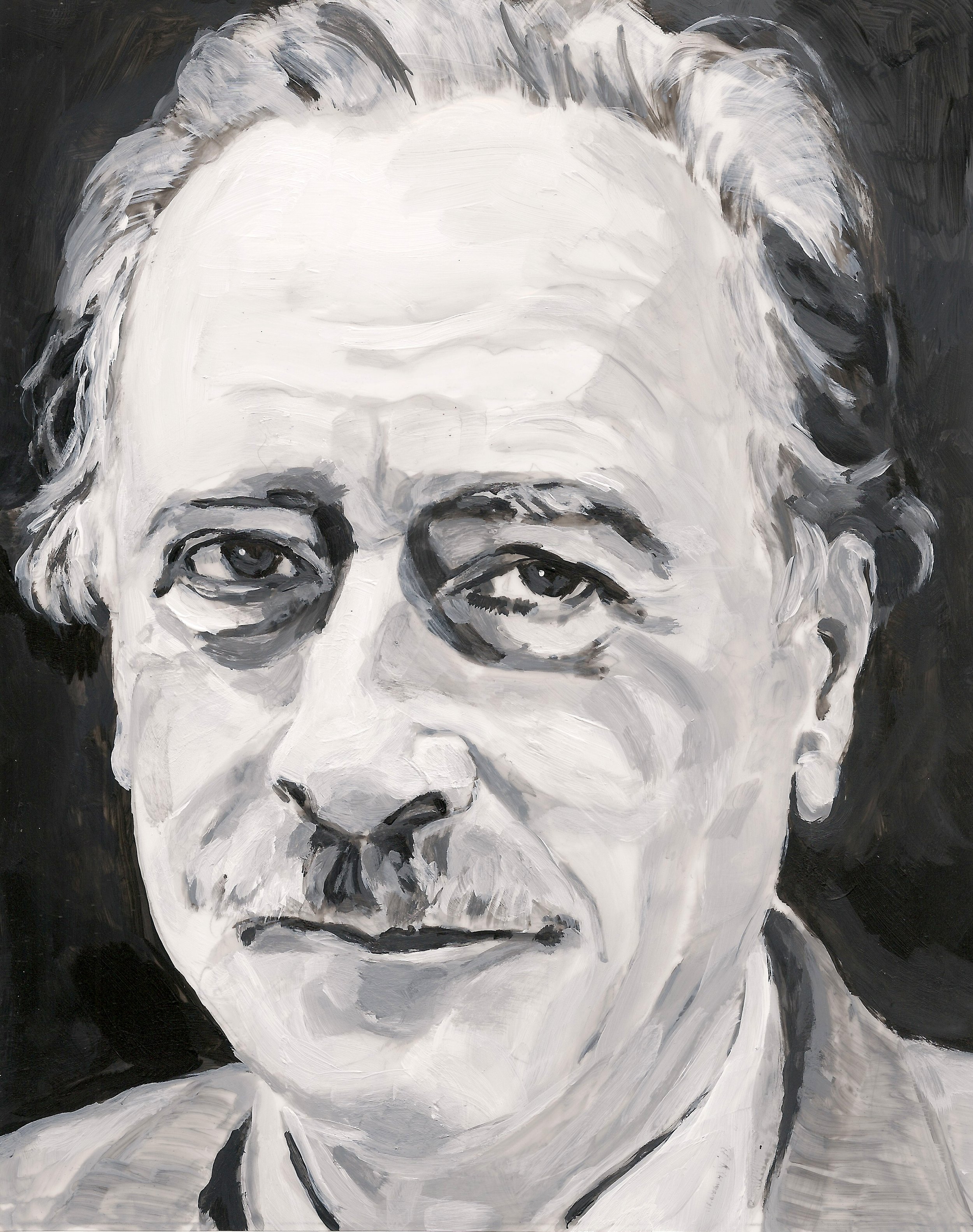  Marshall MacLuhan , acrylic on mylar on wood panel 5.5 x 7 inches