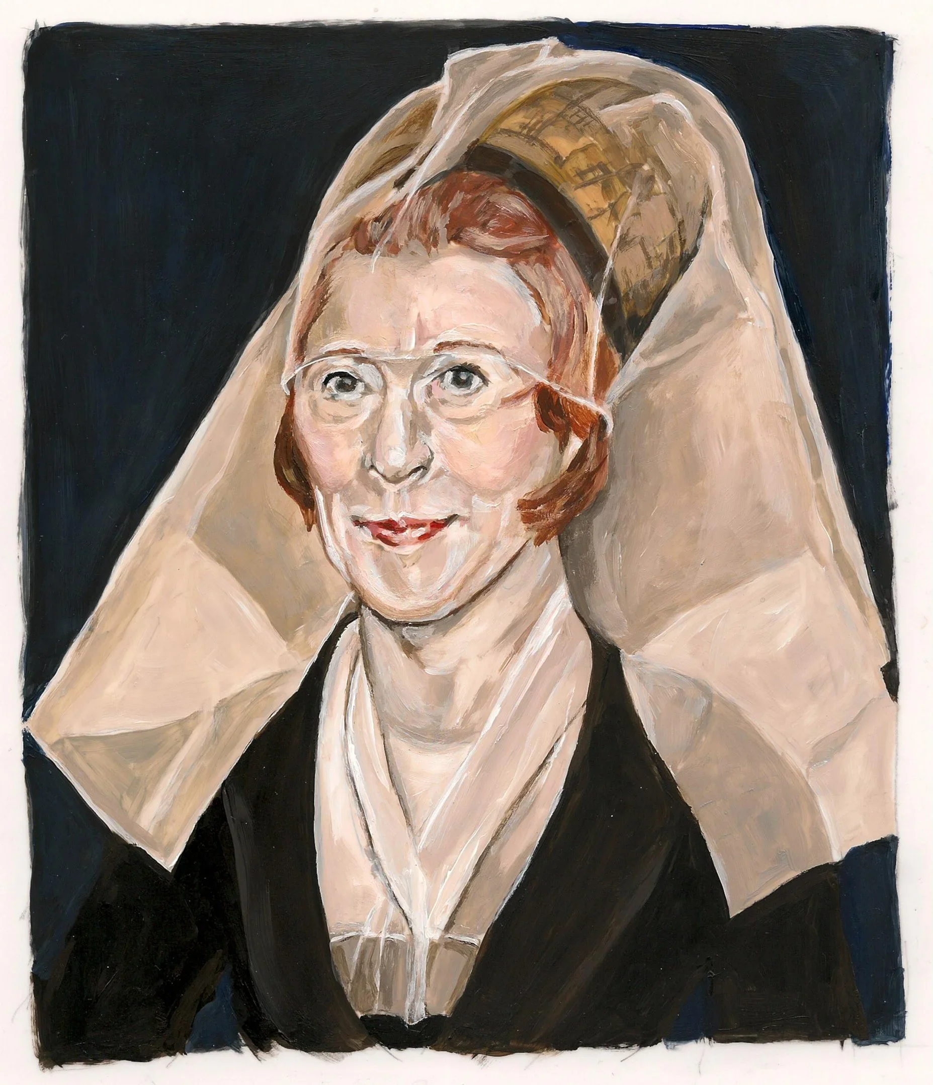 "Agnes Gund as a Lady After Bronzino",  acrylic on mylar, 11 x 8.5 inches