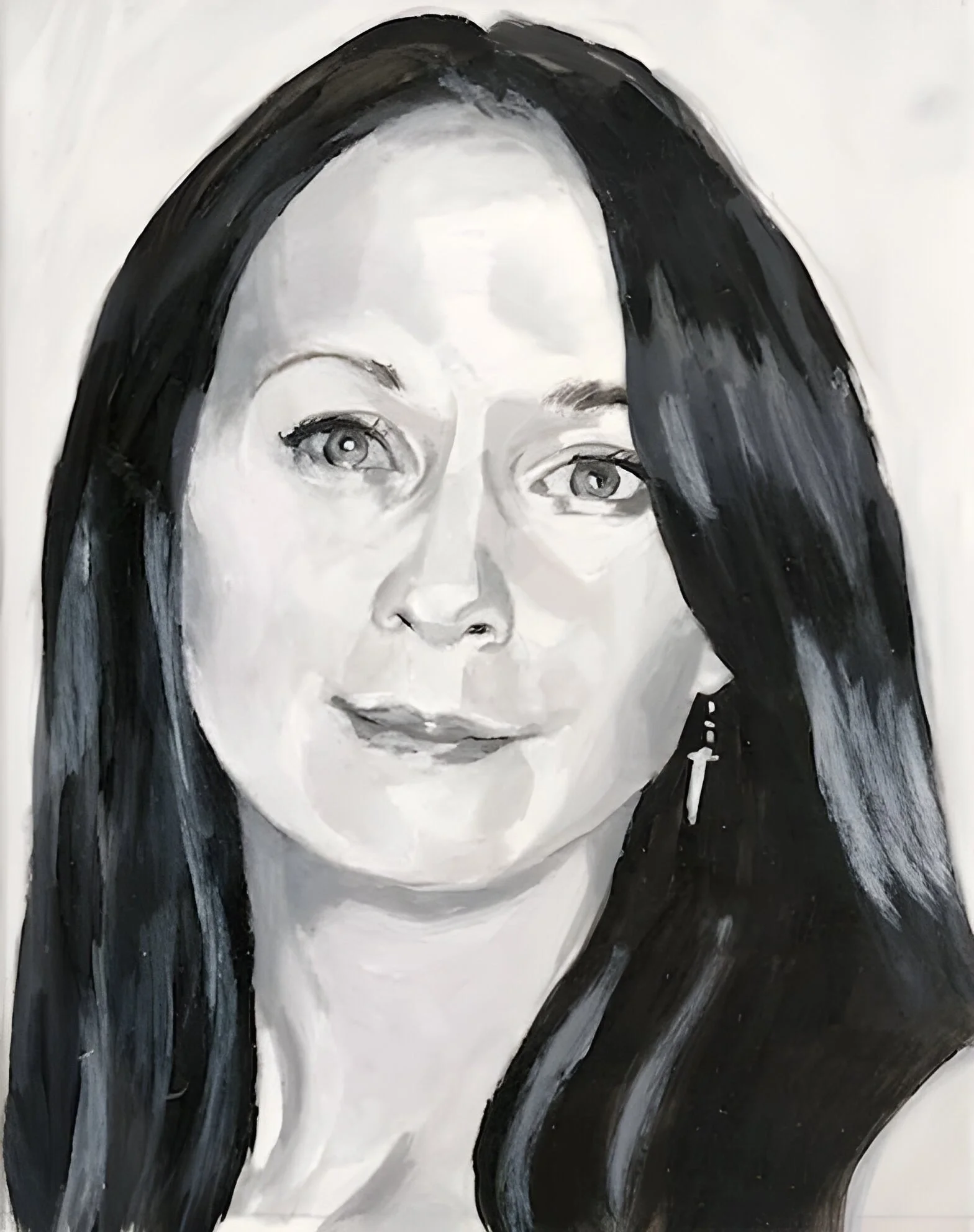 "Nahanni Fontaine" (Politician, Activist), acrylic on mylar on wood panel 5.5 x 7 inches