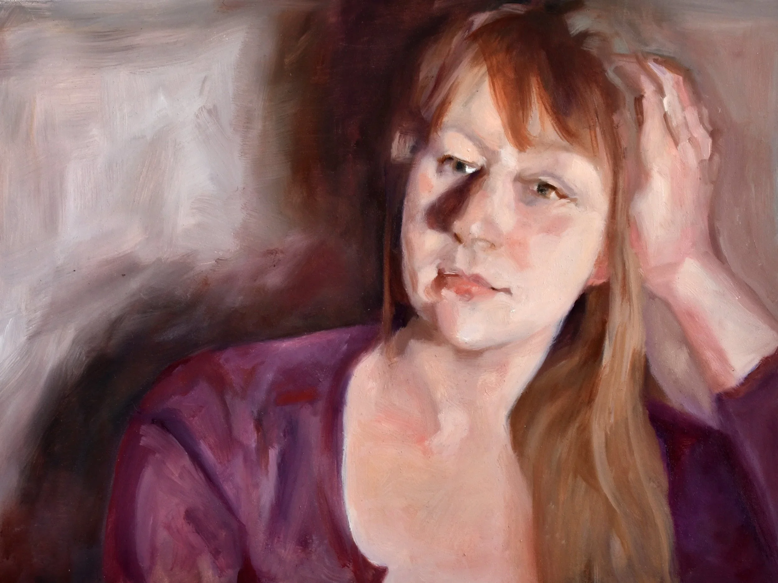 "Think I've had enough of this.", oil on panel, 12 x 16 inches