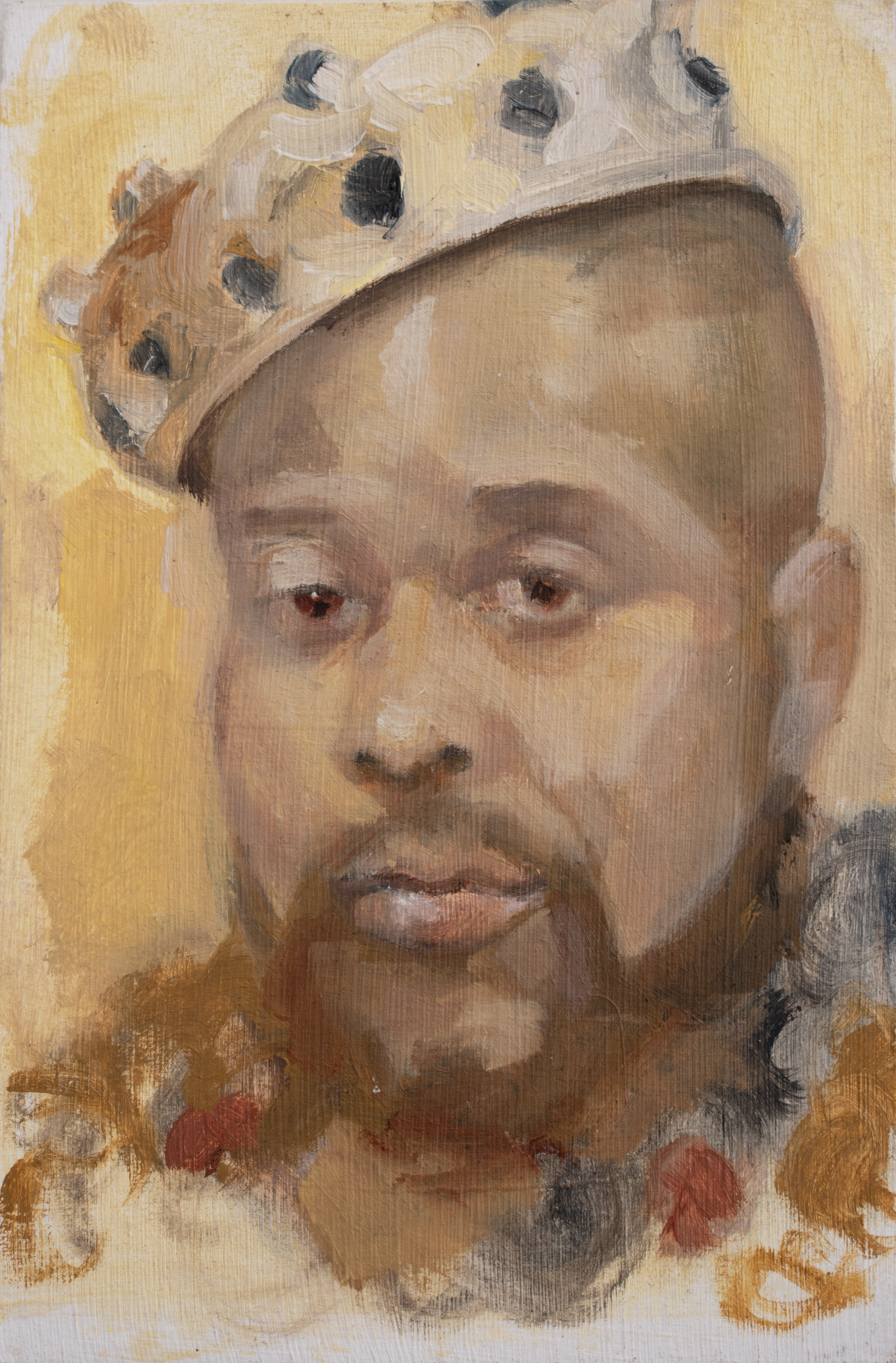 "King Ron", oil on paper,6 x 4 inches