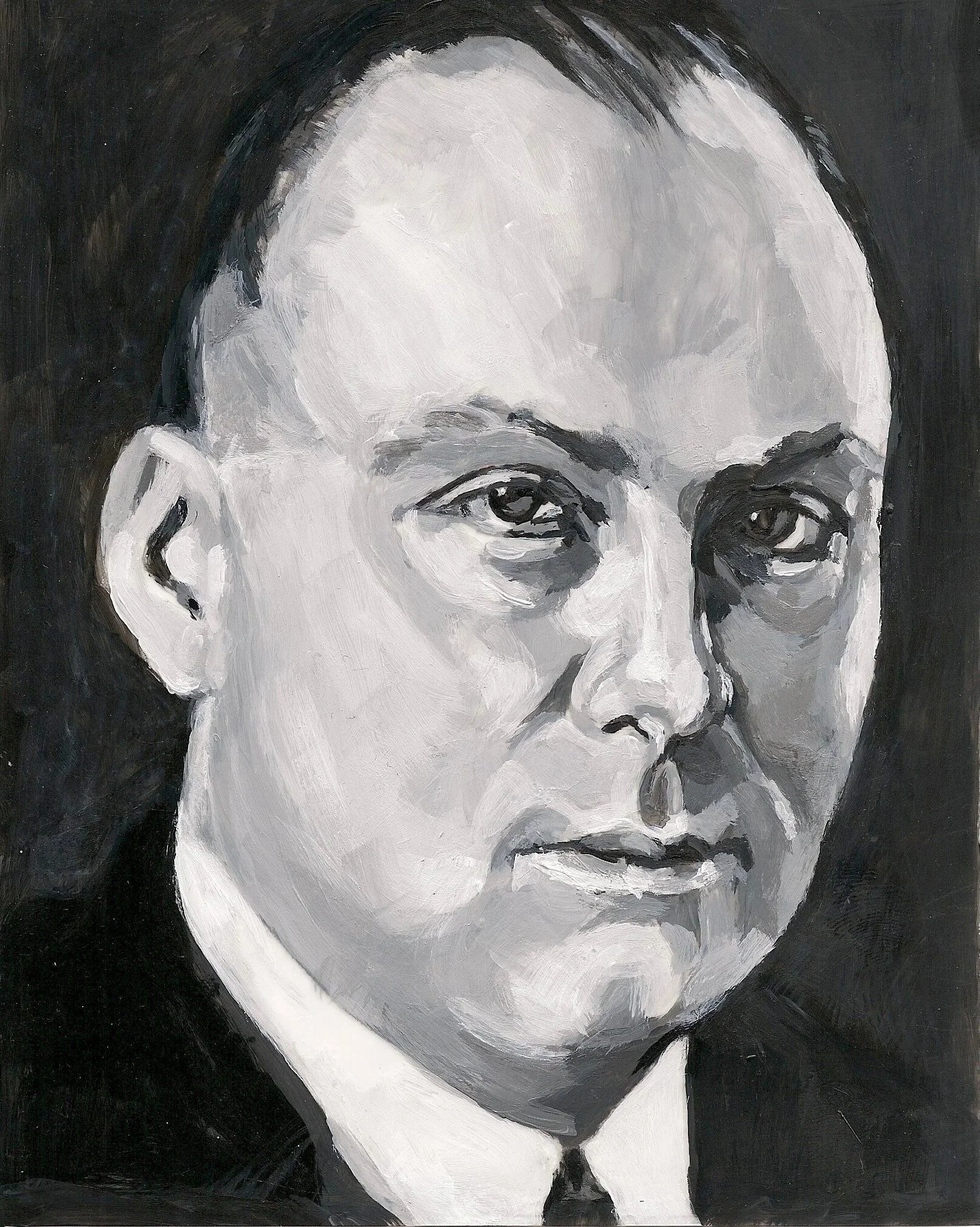 "James Richardson Sr." (Aviation Pioneer), acrylic on mylar on wood panel, 5.5 x 7 inches