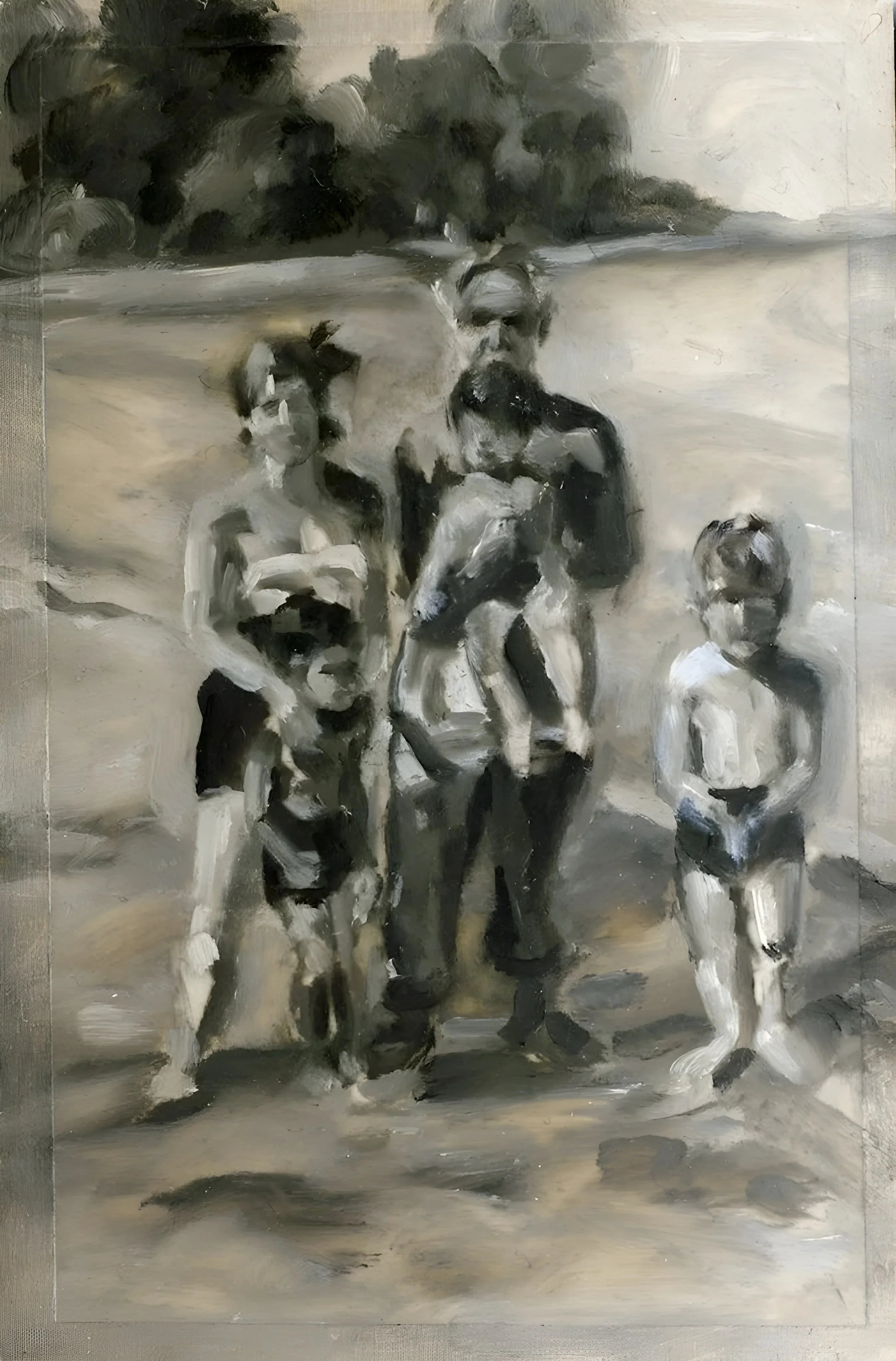 "Family", acrylic on mylar on wood panel, 6 x 4 inches