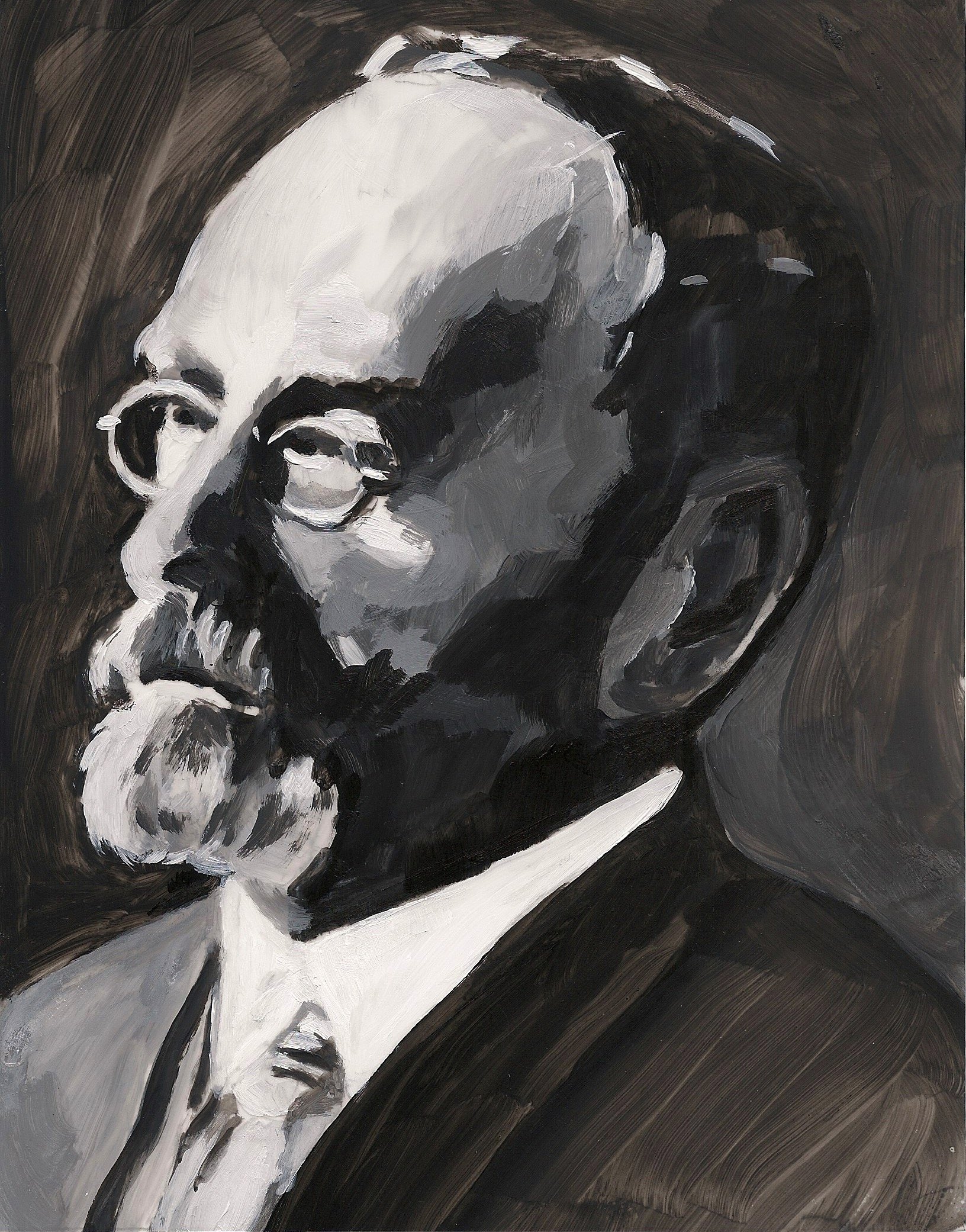  J.H. Ashdown (Businessman "Merchant Prince of Winnipeg") , acrylic on mylar on wood panel 5.5 x 7 inches