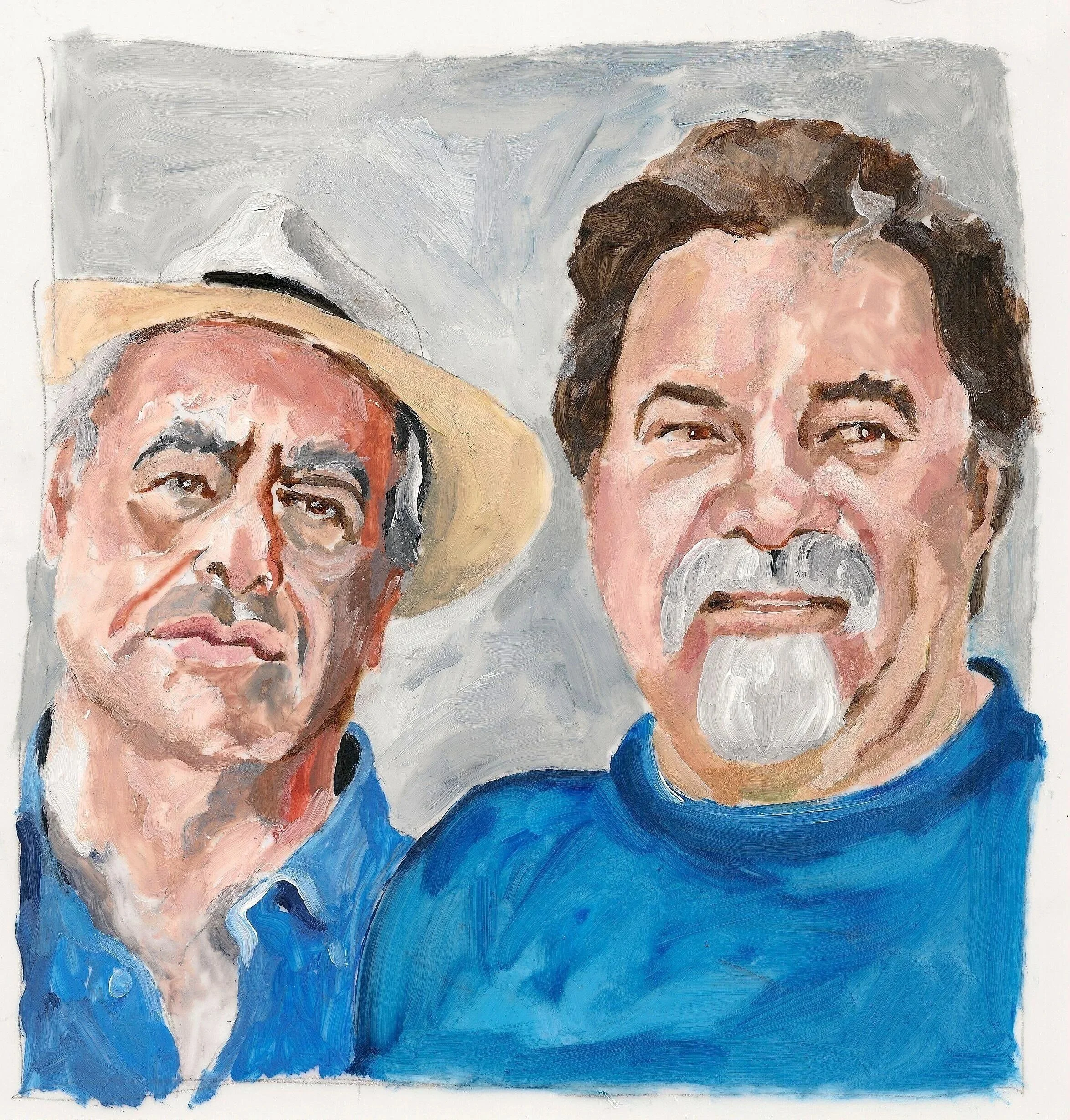 "Willian Kentridge and Ashley Johnson", 2011, acrylic on mylar, 11 x 8.5 inches﻿