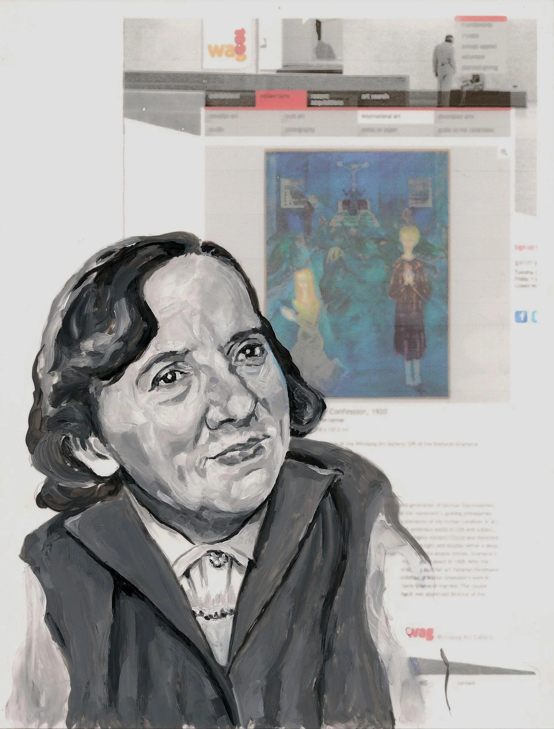 "Sophie Eckhardt Grammate", 2016, acrylic on inkjet on mylar, 11 x 8.5 inches