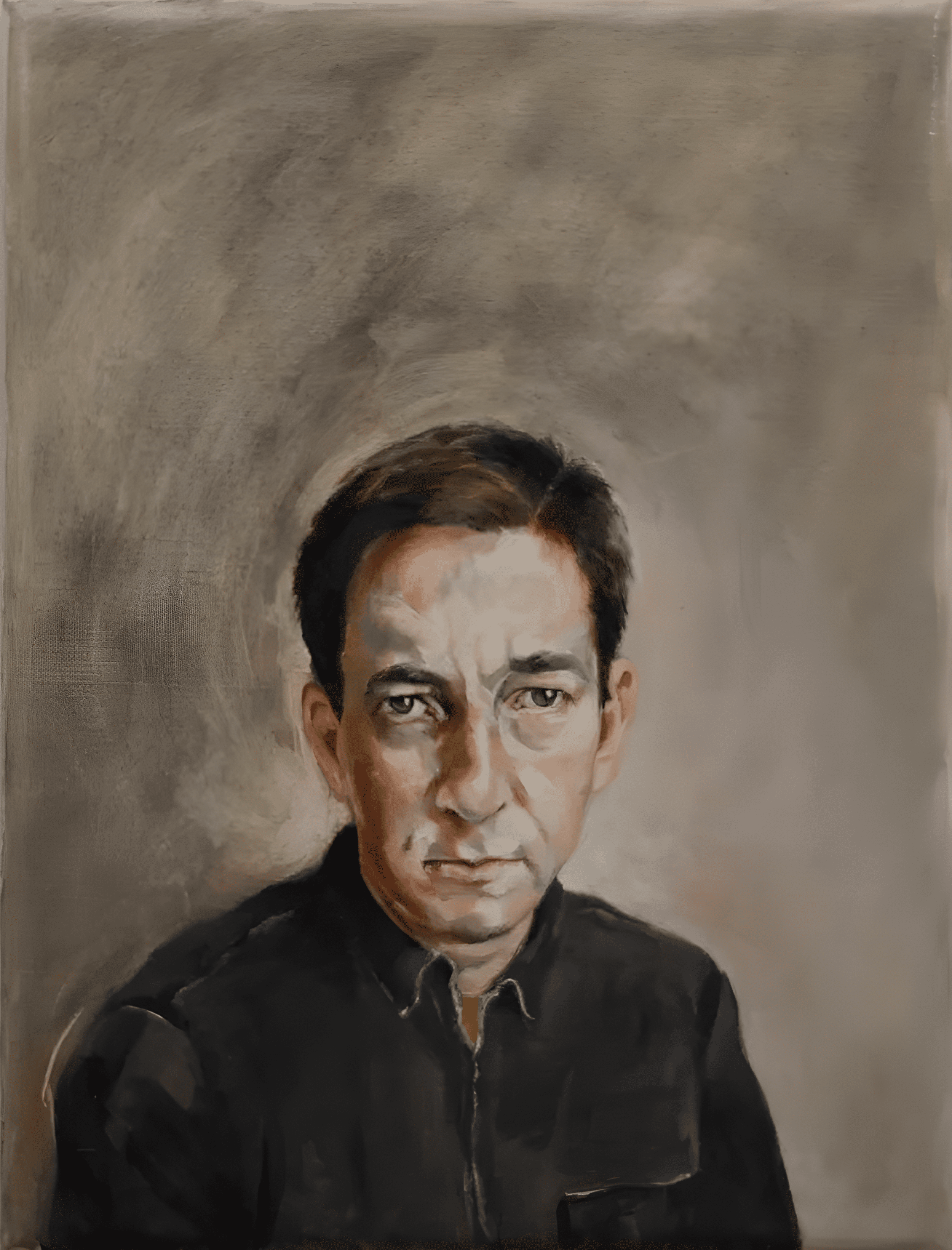 "Glenn Greenwald", 2018, oil on linen, 12 x 9 inches