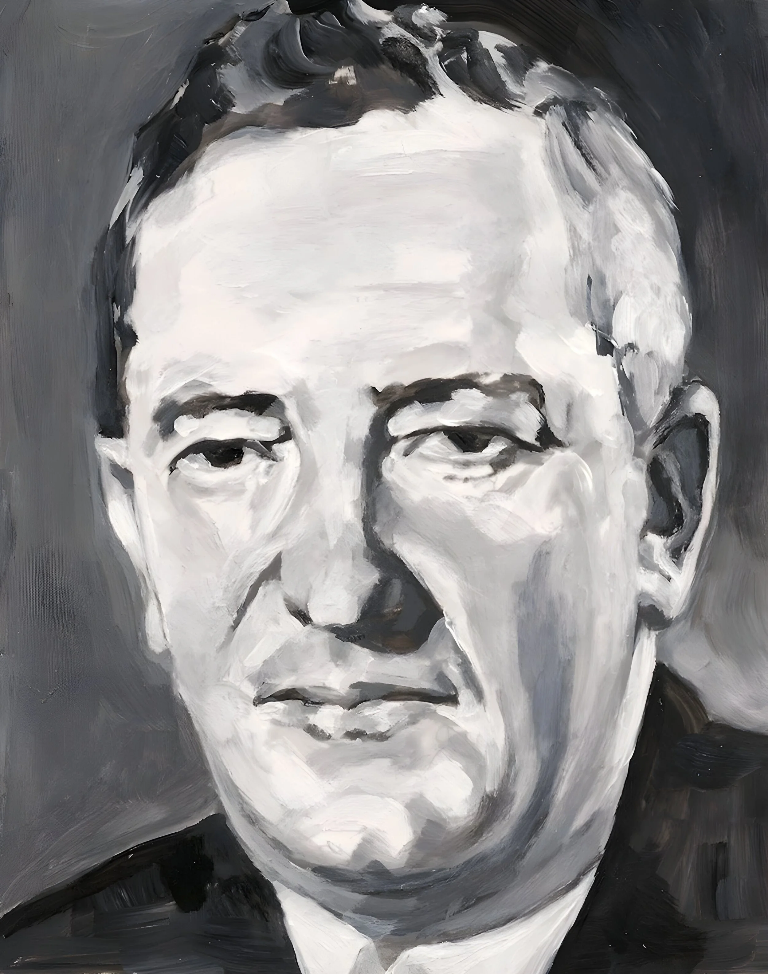 "Sir William Stephenson" (Spy 'The Real James Bond'), acrylic on mylar on wood panel 5.5 x 7 inches