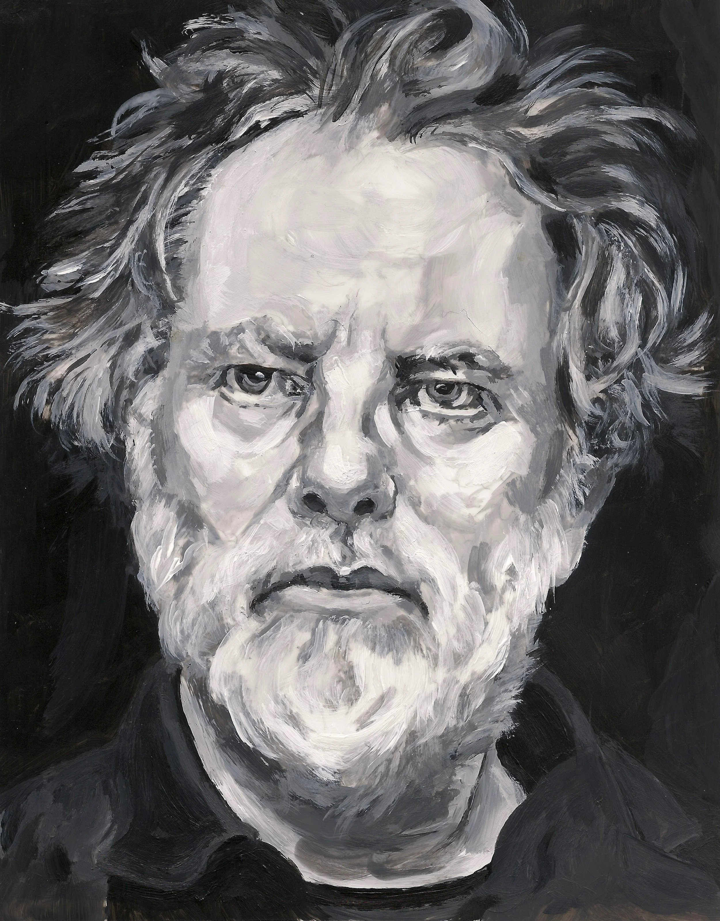  Guy Maddin (Filmmaker) , acrylic on mylar on wood panel 5.5 x 7 inches