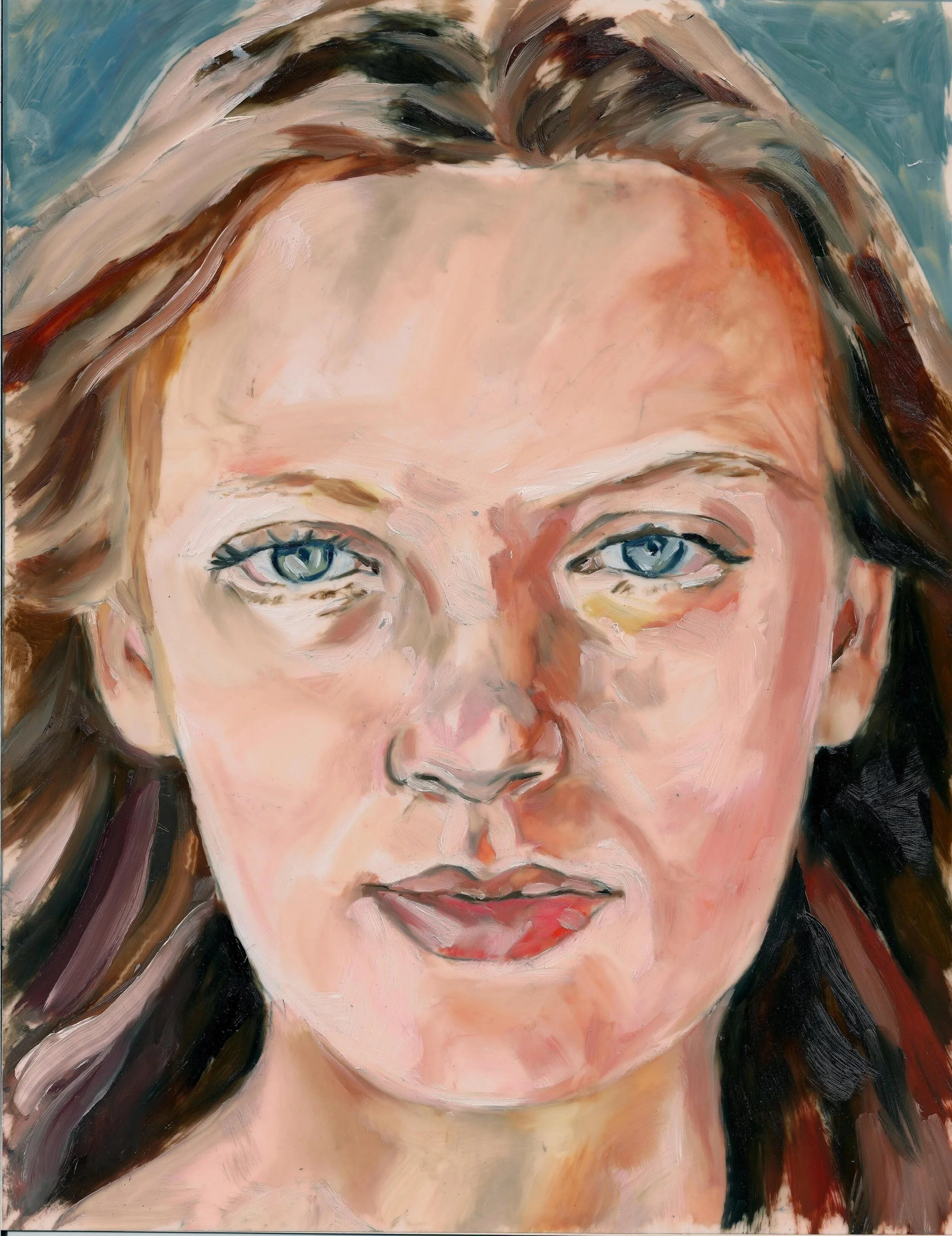 "Sarah Pauley", acrylic on mylar on wood panel, 10 x 8 inches