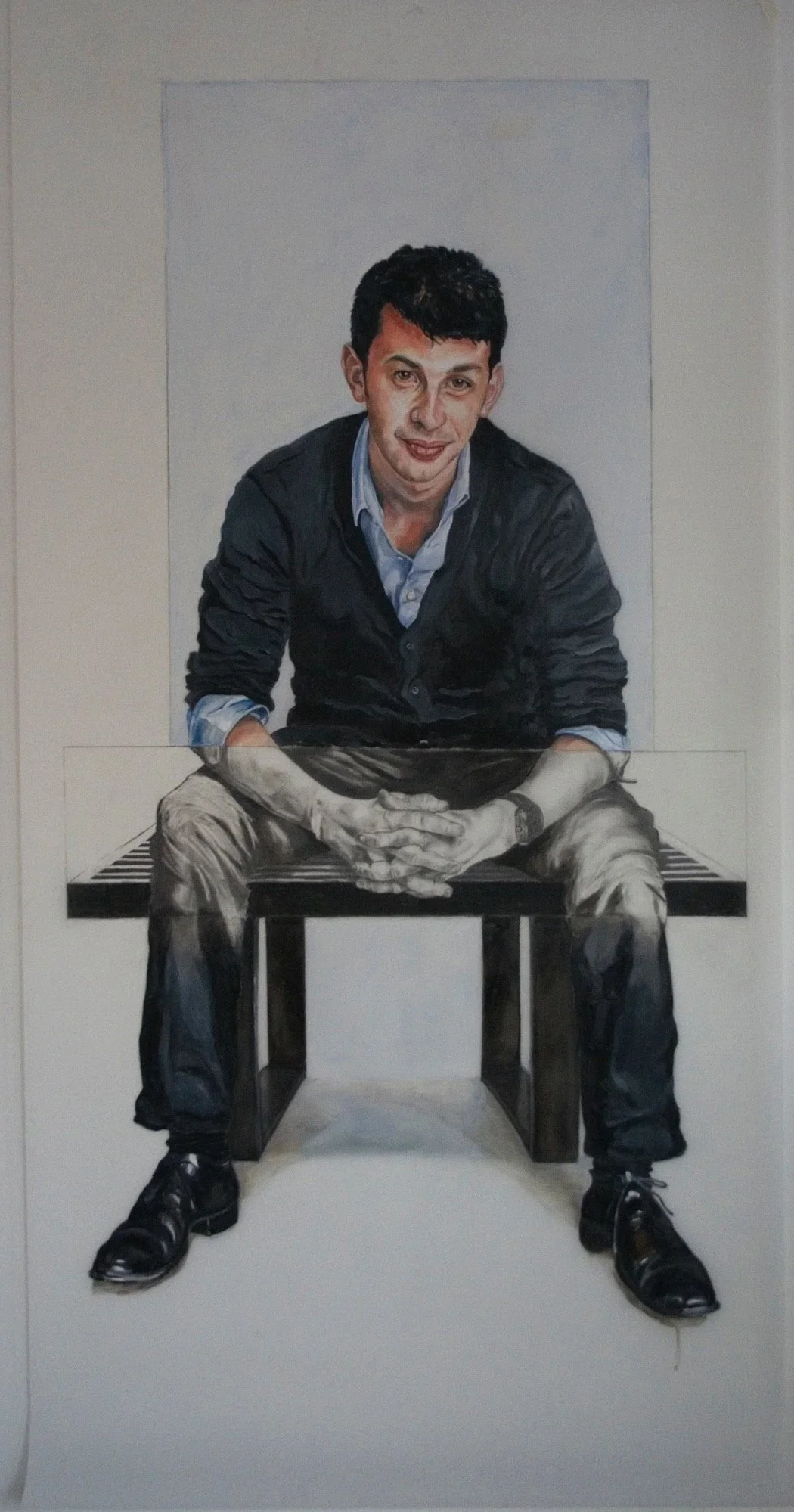 "Jeremy Chilnick", oil on mylar, 60 x 36 inches. Morgan Spurlock Commission.