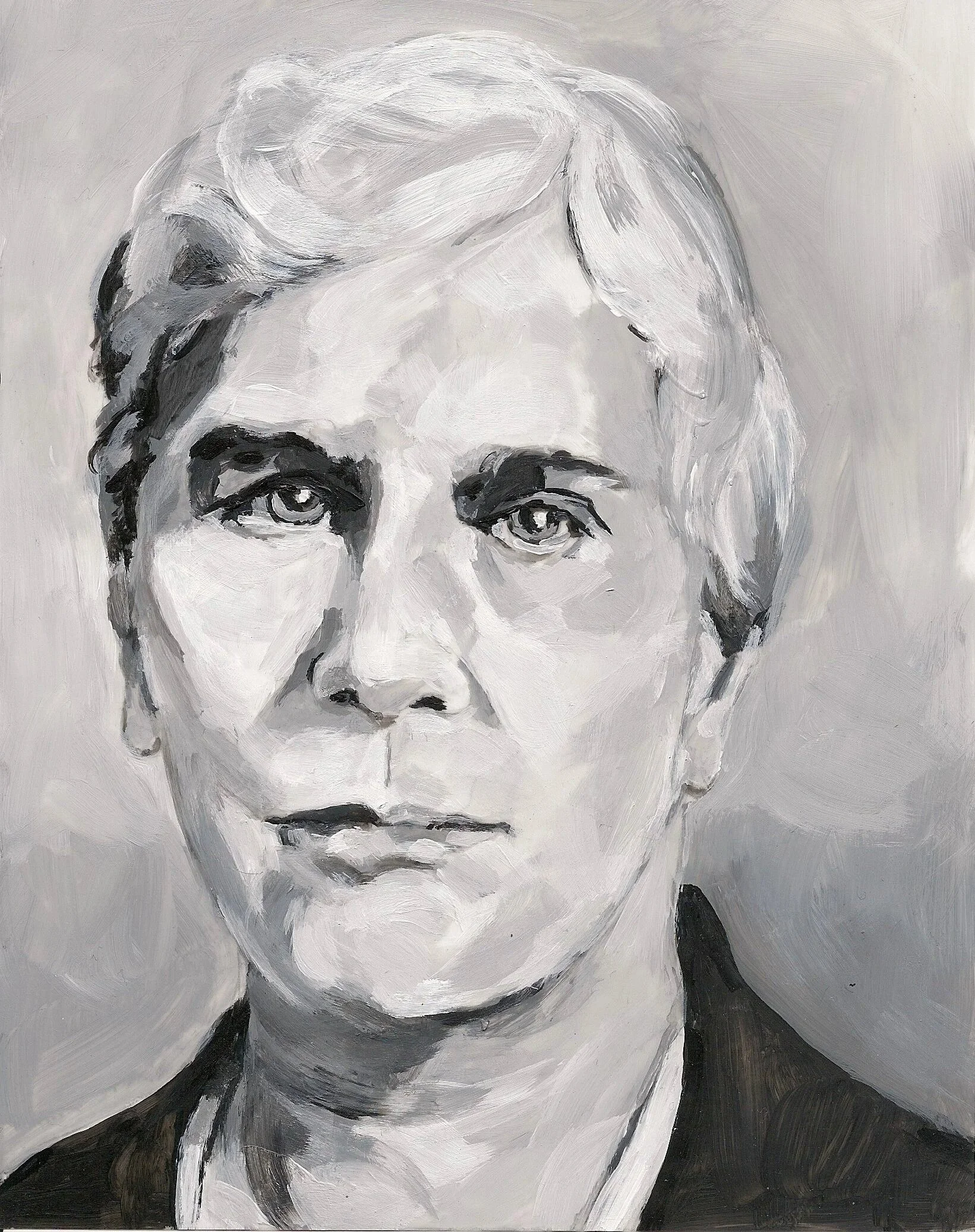 "Margaret Stovel McWilliams" (Feminist, Historian), acrylic on mylar on wood panel, 5.5 x 7 inches