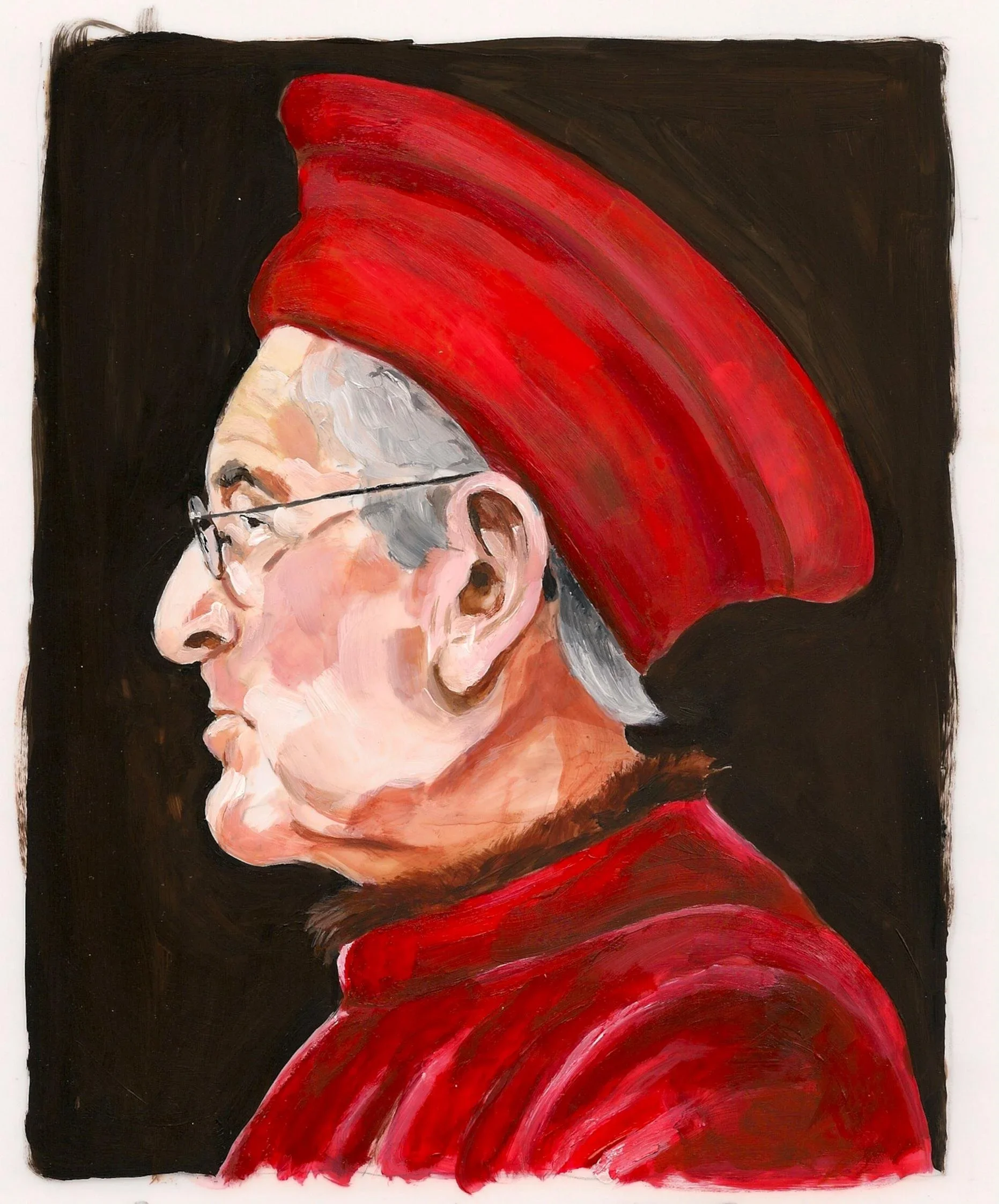 "Eli Broad as Cosimo de Medici After Bronzino",  acrylic on mylar, 11 x 8.5 inches