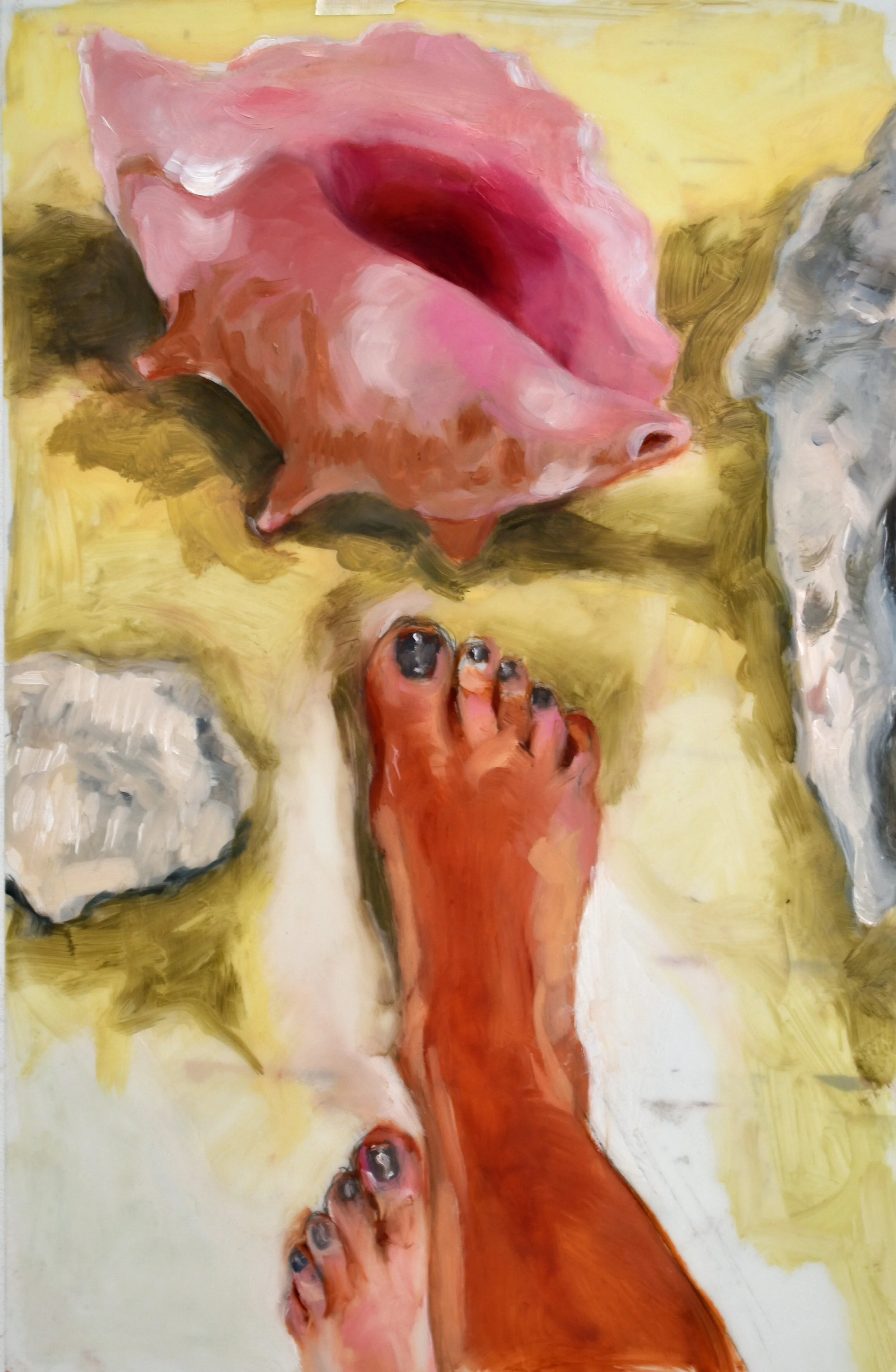  Feet Shells , oil on mylar, 17 x 11 inches