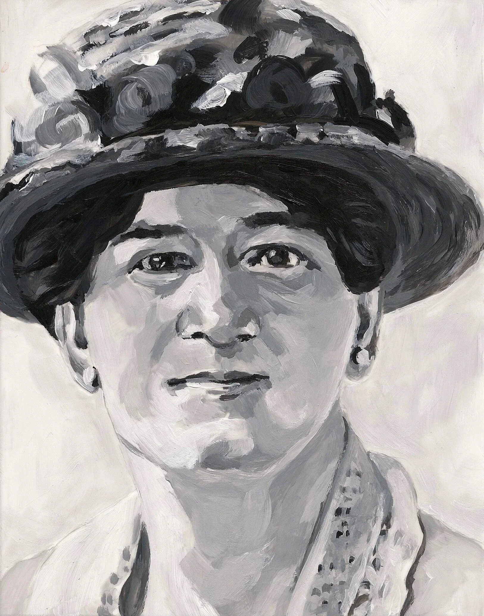 "Nellie McClung" (Suffragette Activist), acrylic on mylar on wood panel 5.5 x 7 inches