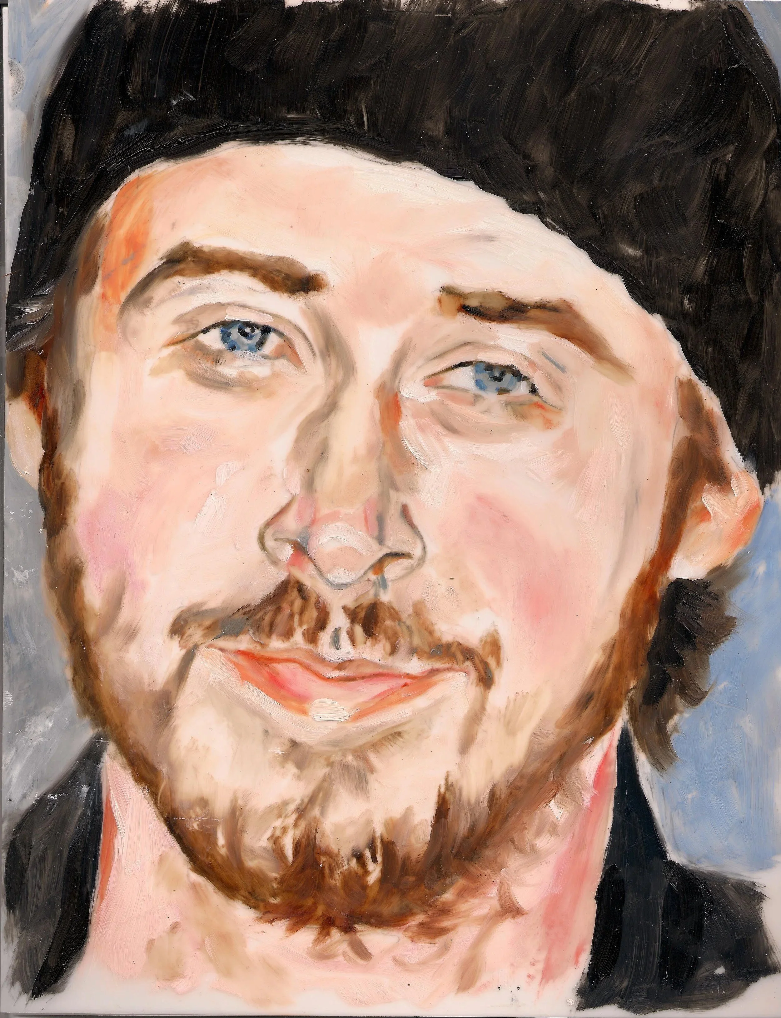"Ryan Gosling", acrylic on mylar on wood panel, 10 x 8 inches
