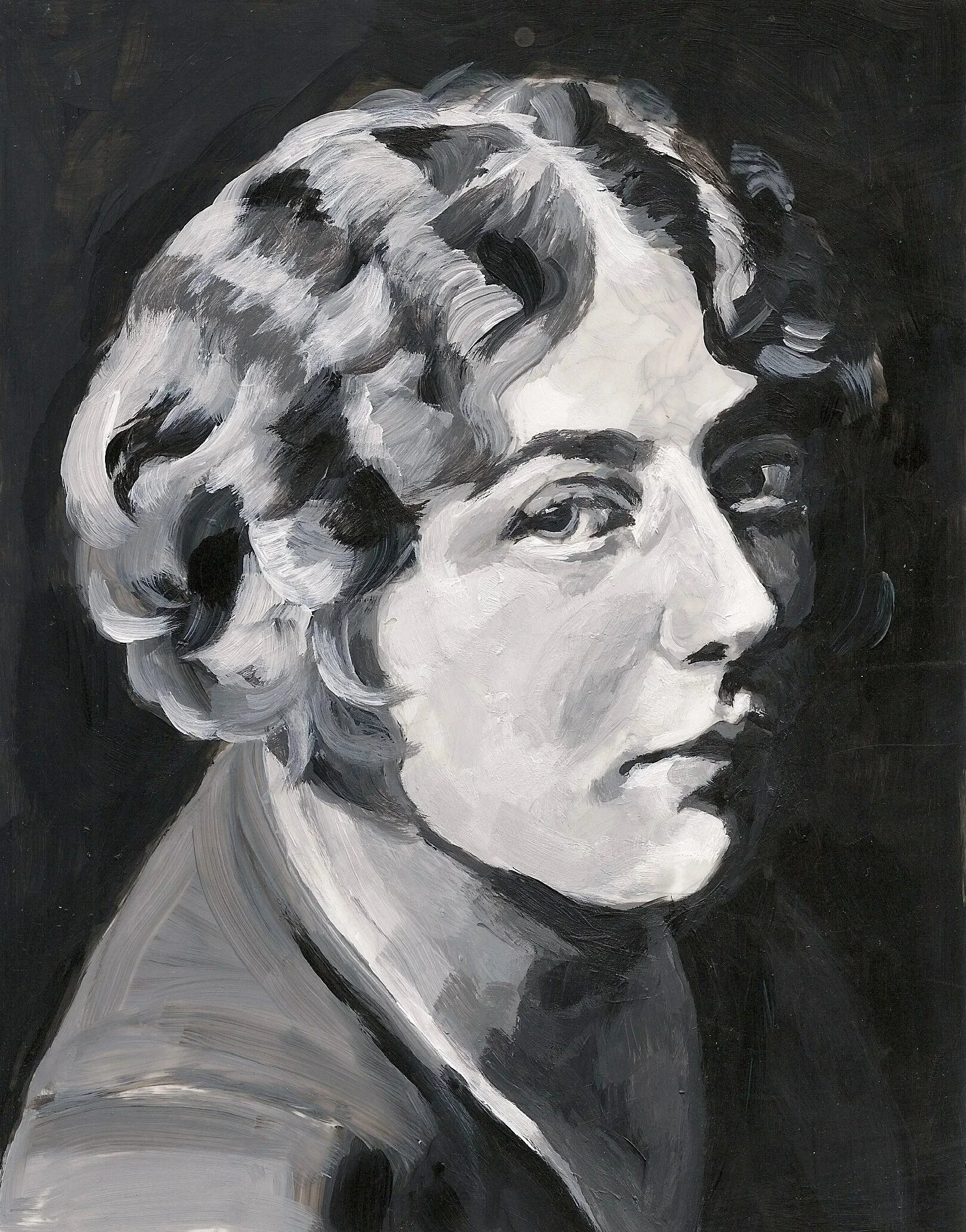 "Ruth Cohen Collie" (Poet, Wrier), acrylic on mylar on wood panel, 5.5 x 7 inches