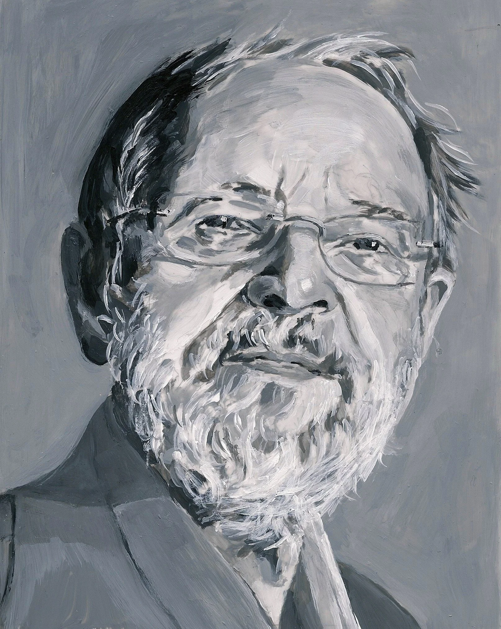  Etienne Gaboury (Architect) , acrylic on mylar on wood panel 5.5 x 7 inches