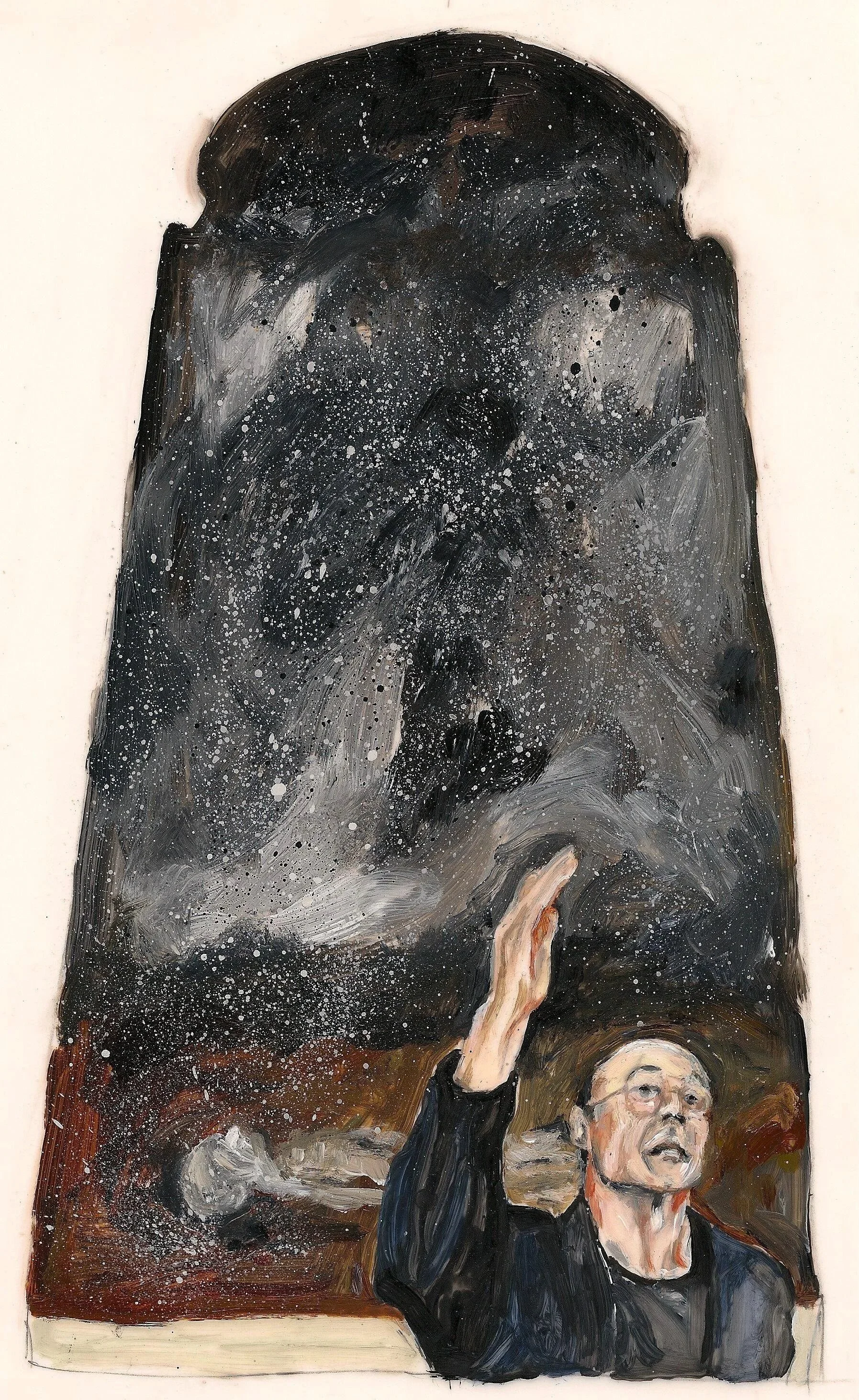 "Anselm Kiefer", 2011, acrylic on mylar, 11 x 8.5 inches