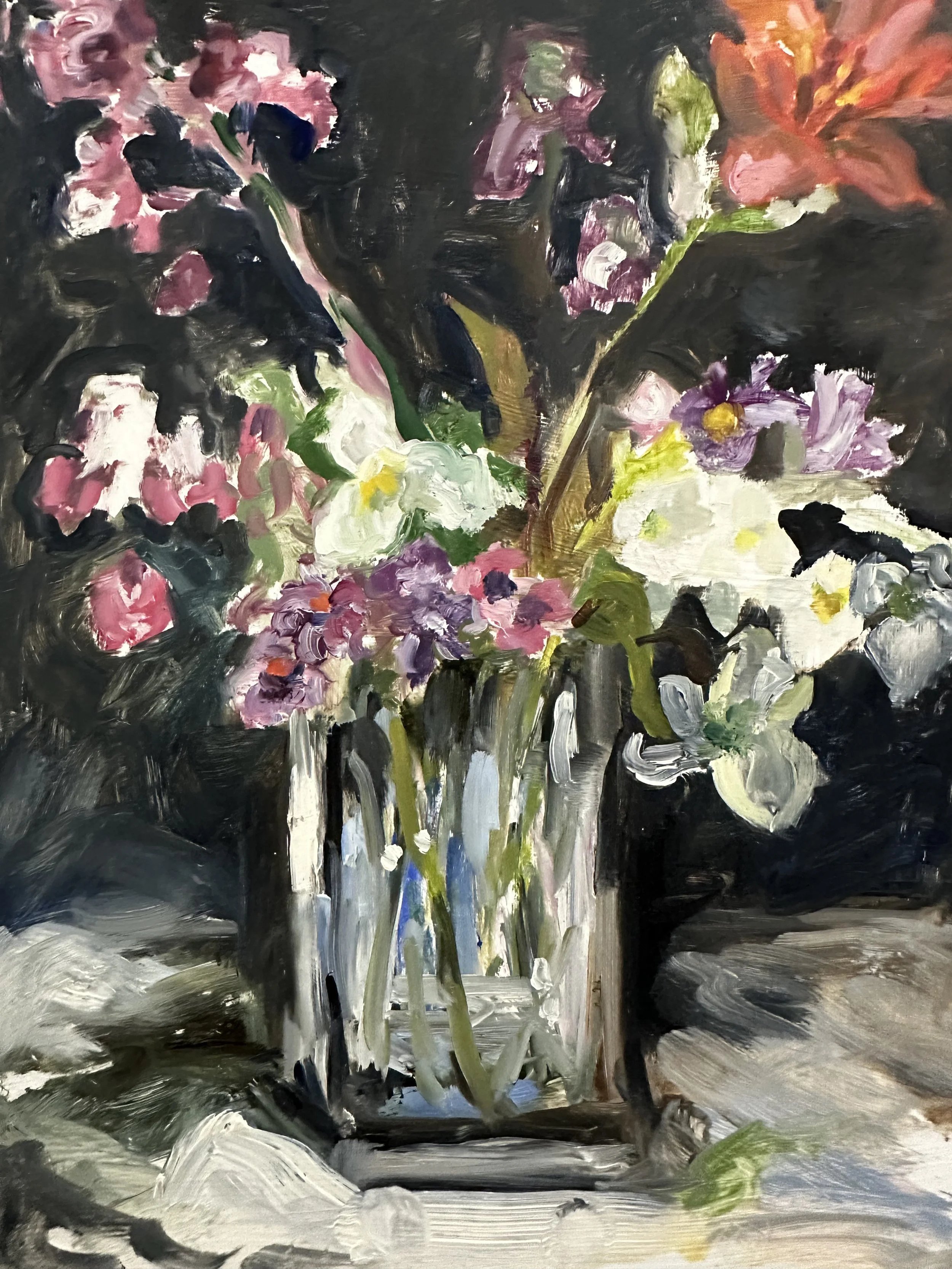  Fleurs sur Noir , oil on mylar, 9 x 12 inches