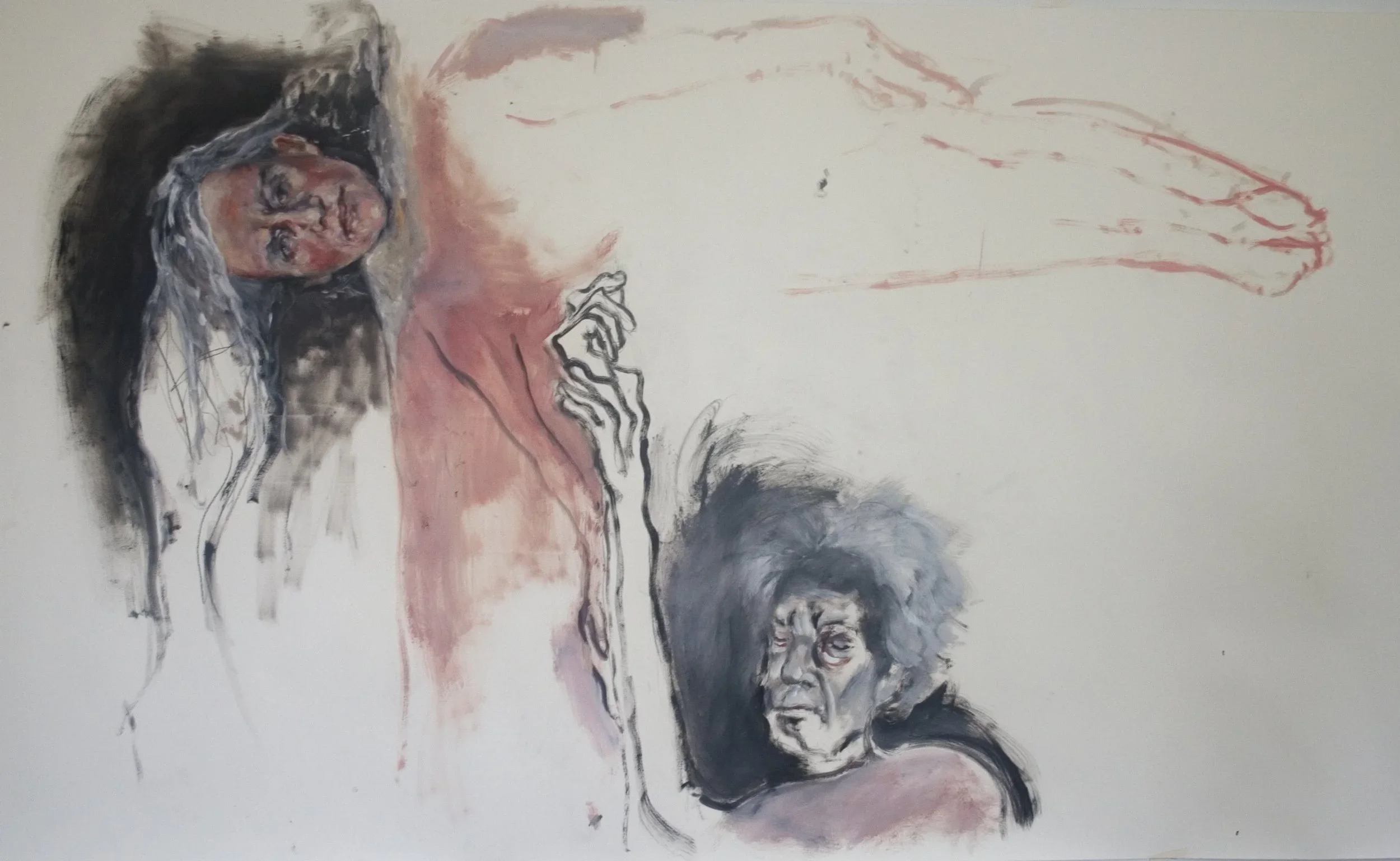 "Merrily, merrily, merrily, merrily", 2008, oil on paper, 42 x 66 inches