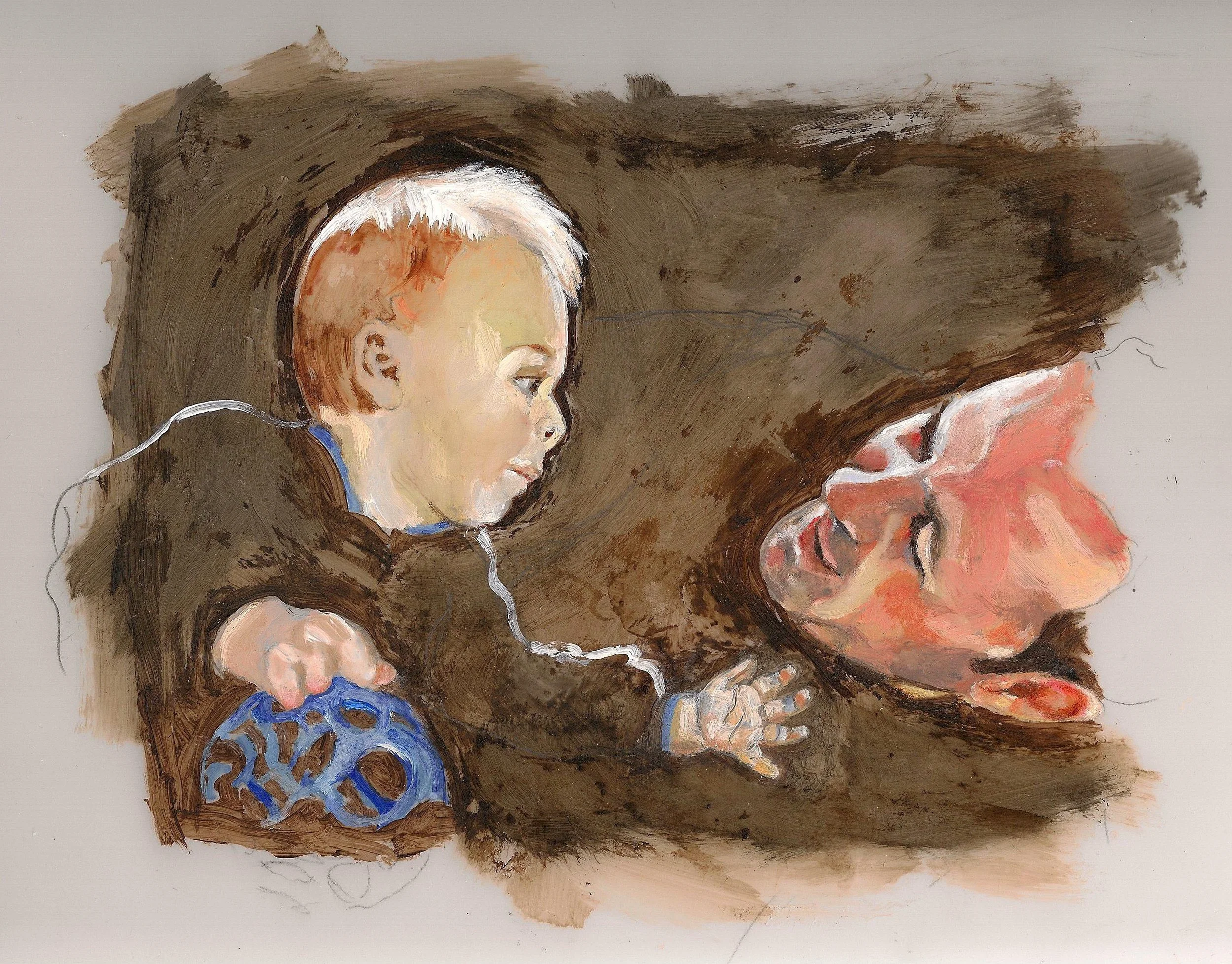  Damian and Ethan , acrylic on mylar, 8.5 x 11 inches