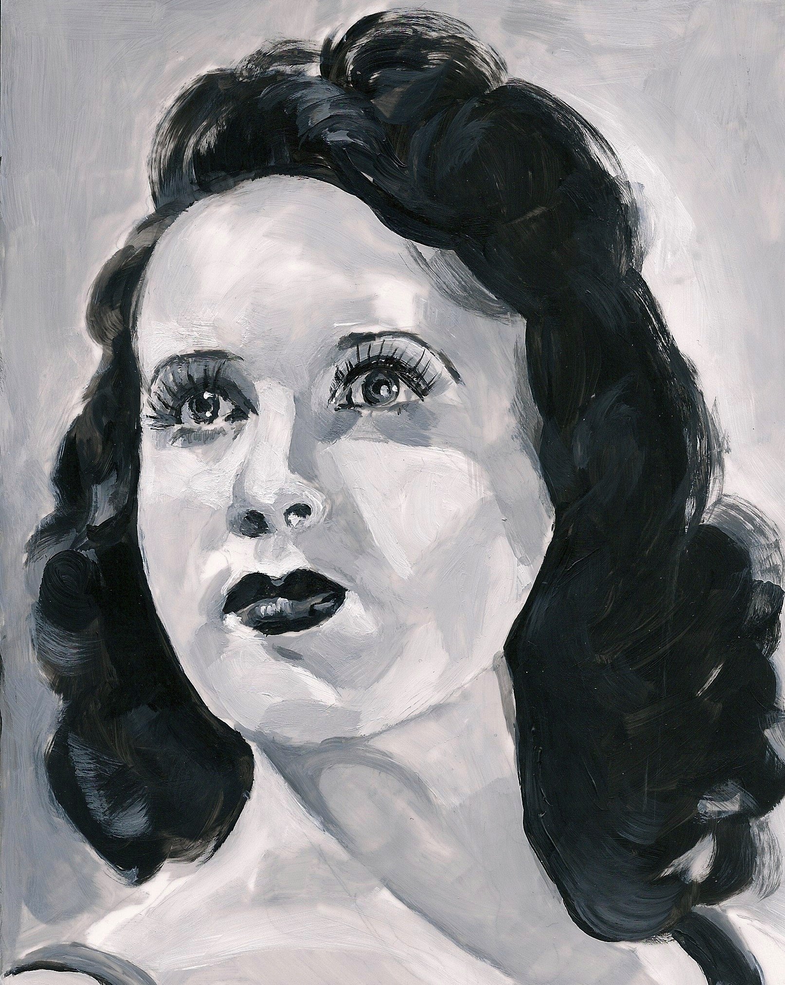  Deanna Durbin (Actress) , acrylic on mylar on wood panel 5.5 x 7 inches