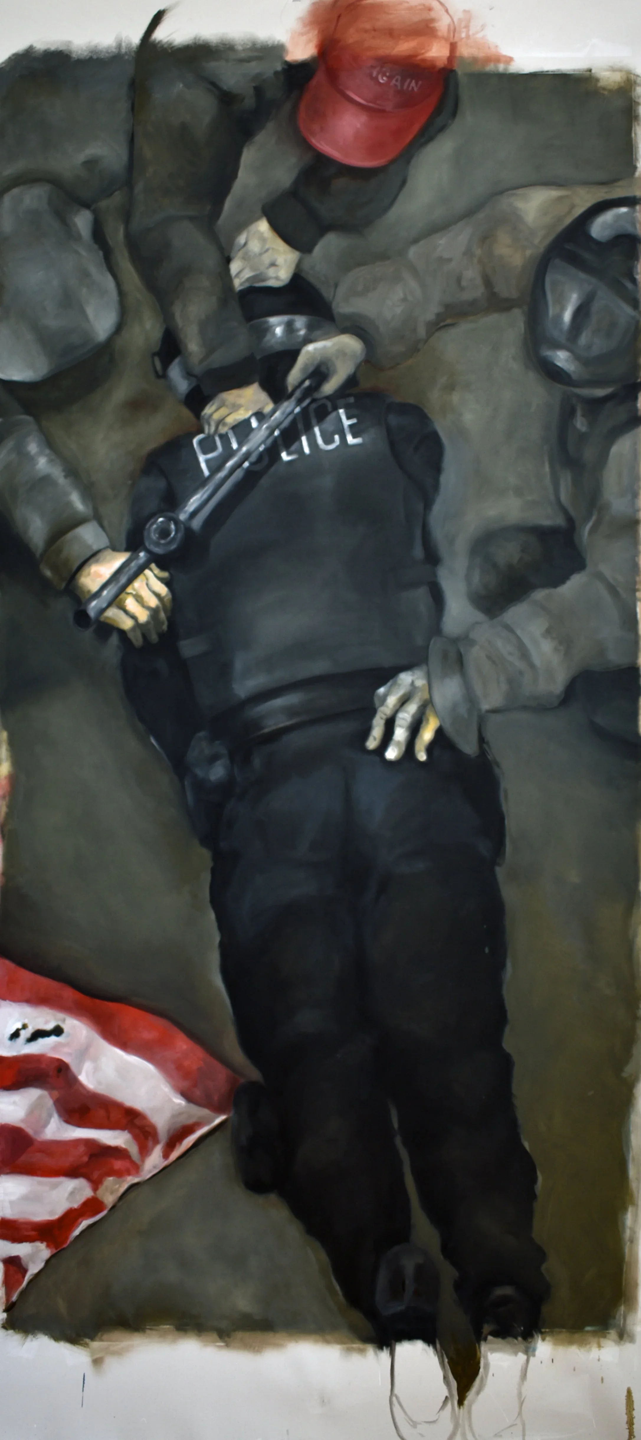 "I've got kids", oil on canvas, 80 x 36 inches